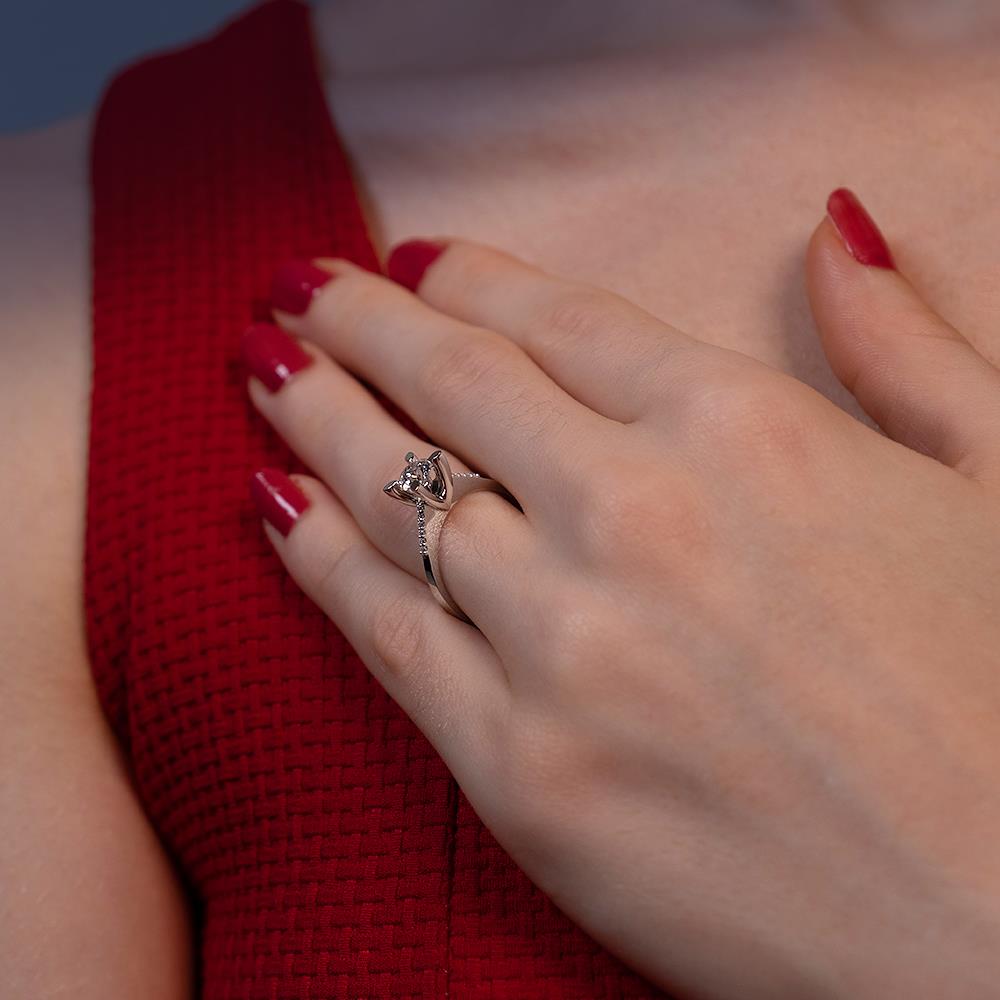  G Renk Toplam 0.82 Karat Pırlanta Kolu Taşlı Tektaş Yüzük - IDL Sertifikalı