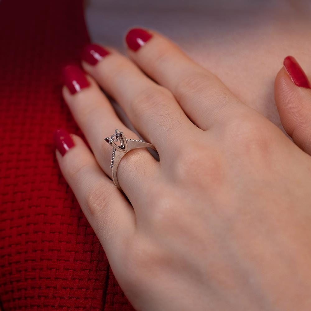  G Renk Toplam 0.42 Karat Pırlanta Kolu Taşlı Tektaş Yüzük - IDL Sertifikalı