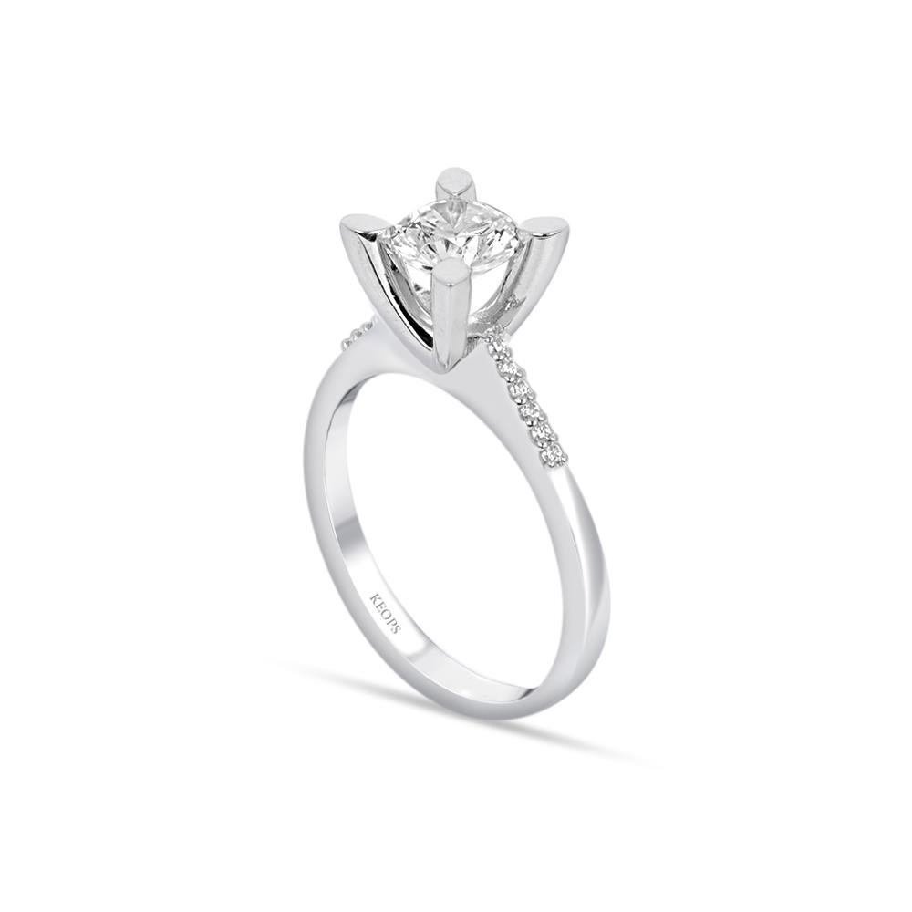  G Renk Toplam 1.02 Karat Pırlanta Kolu Taşlı Tektaş Yüzük - IDL Sertifikalı