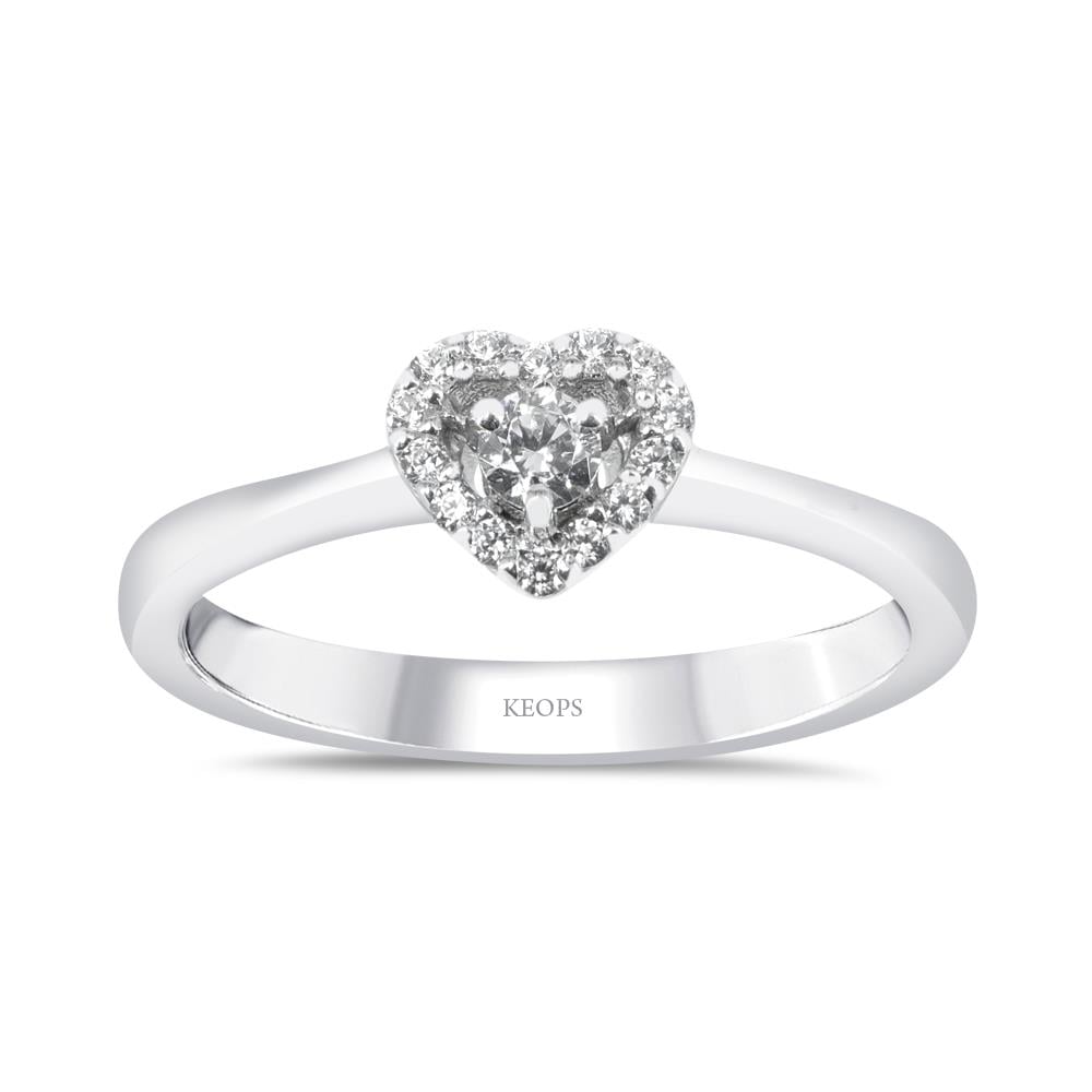 0.15 Karat Kalp Tektaş Yüzük - IDL Sertifikalı