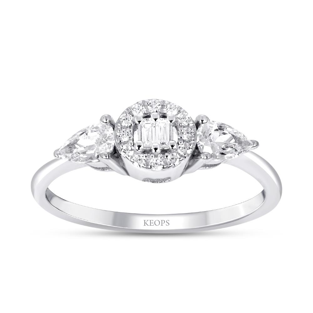 0,40  Karat F  Renk Fantezi Damla Kesim Pırlanta Yüzük