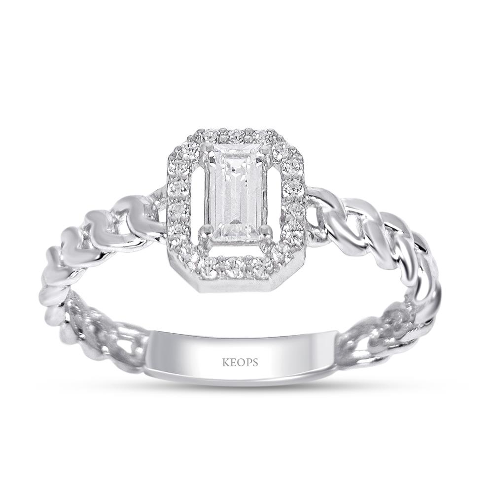 0.35 Karat Baget Pırlanta Tektaş Yüzük - IDL Sertifikalı 