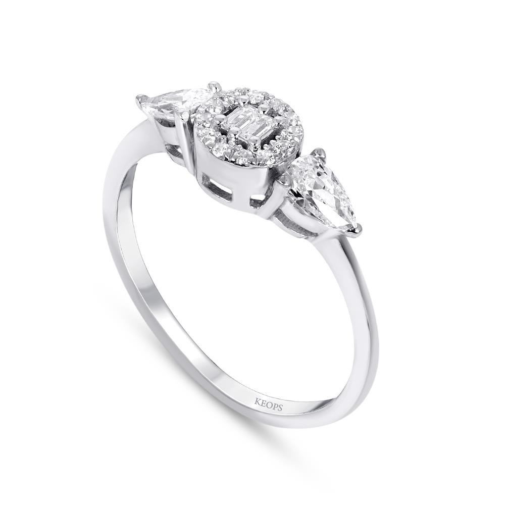 0,40  Karat F  Renk Fantezi Damla Kesim Pırlanta Yüzük