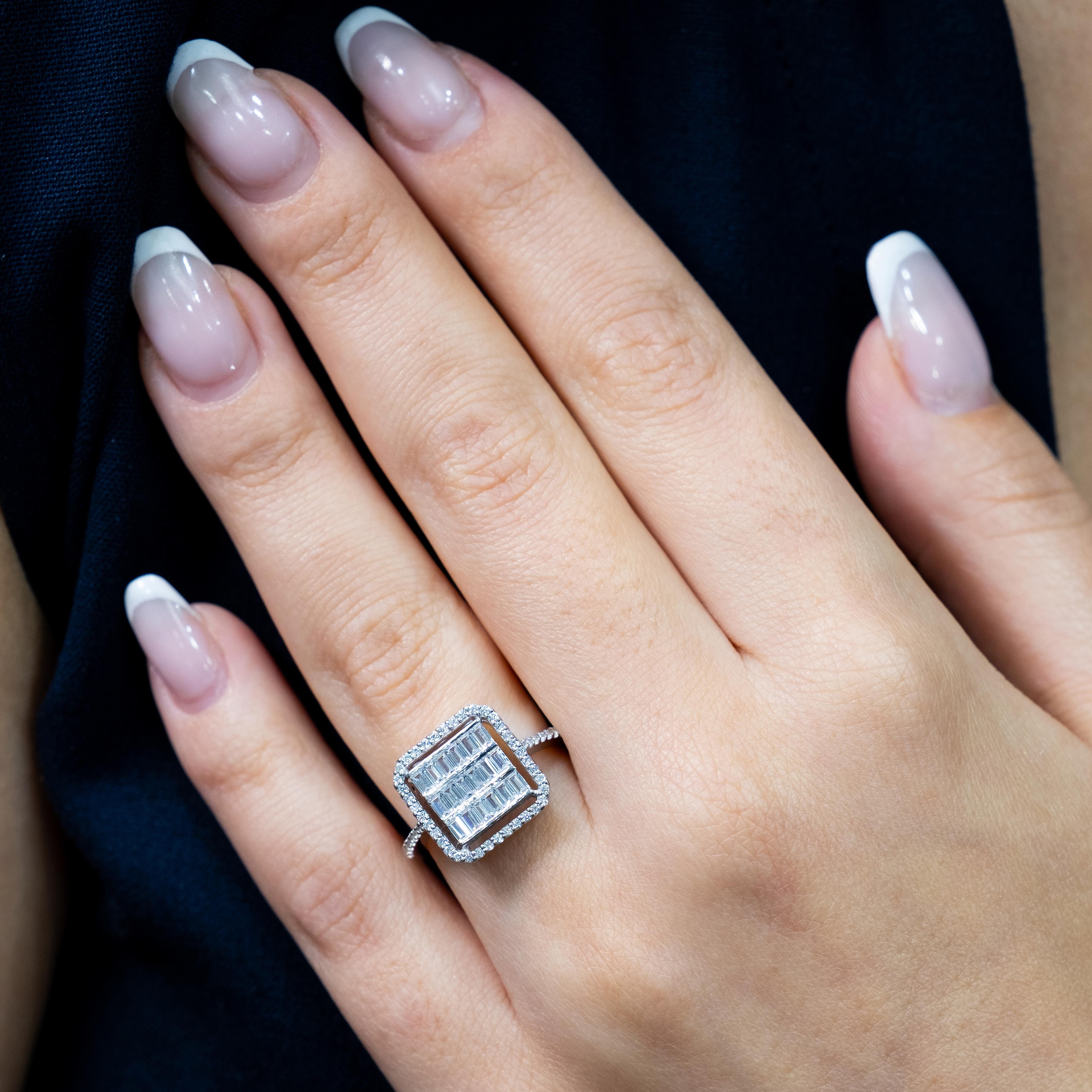 0.85 Karat Pırlanta Hemera Baget Yüzük - IDL Sertifikalı