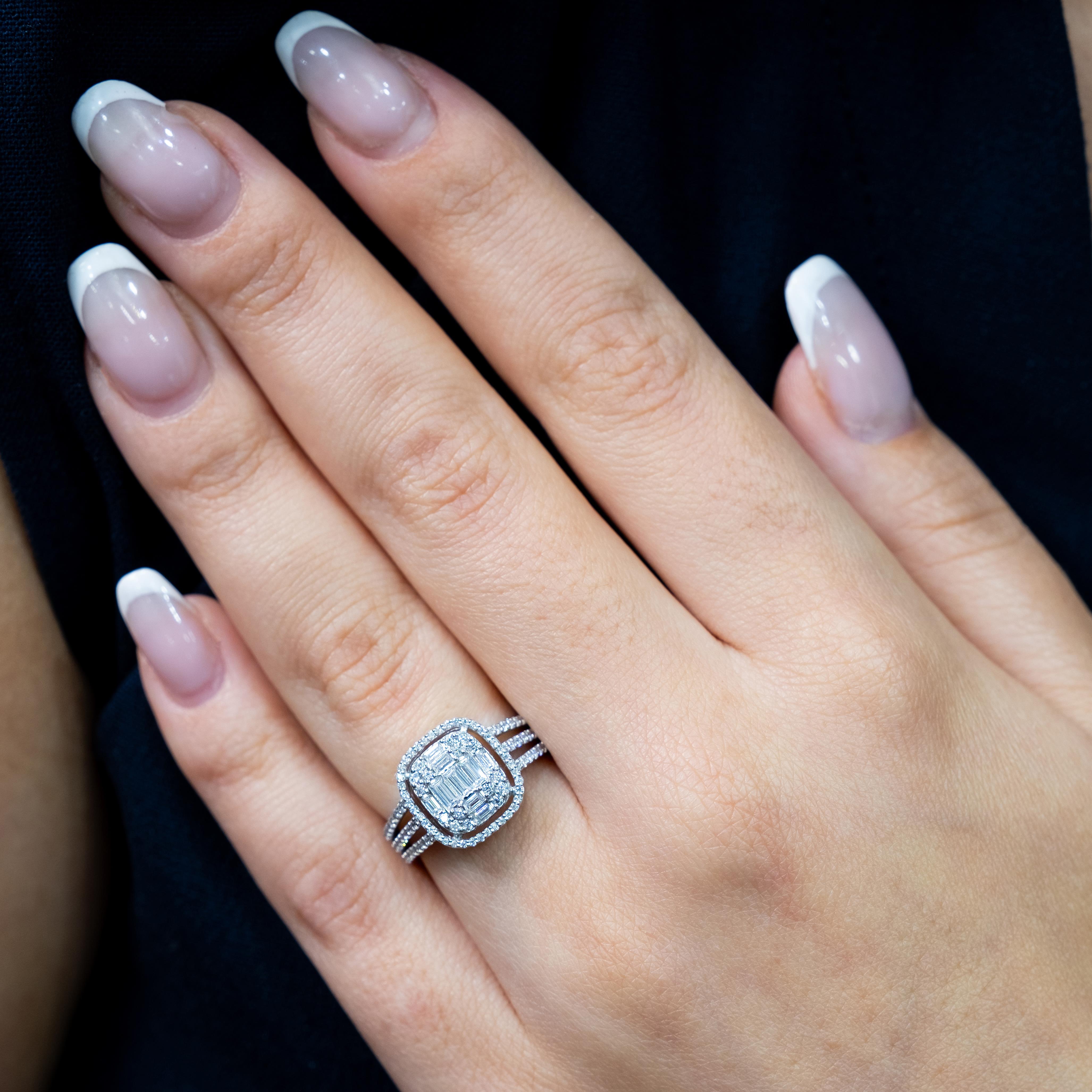 1.02 Karat Pırlanta Kleopatra Baget Yüzük - IDL Sertifikalı