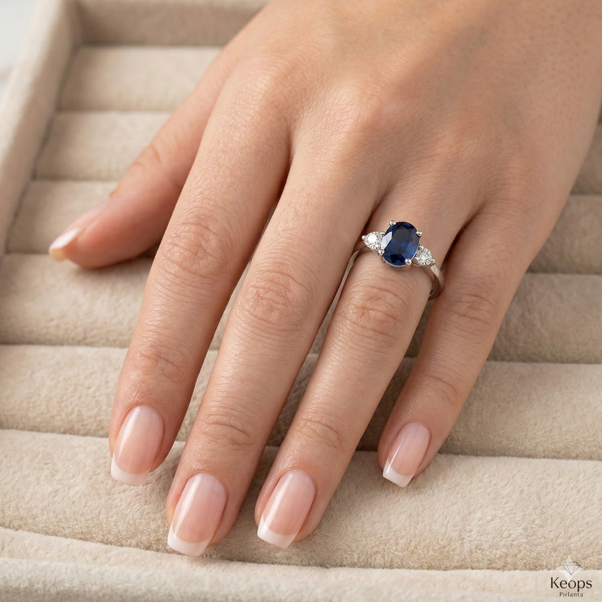 1.27 Karat Pırlantalı Safir Yüzük - 11001074R-W006