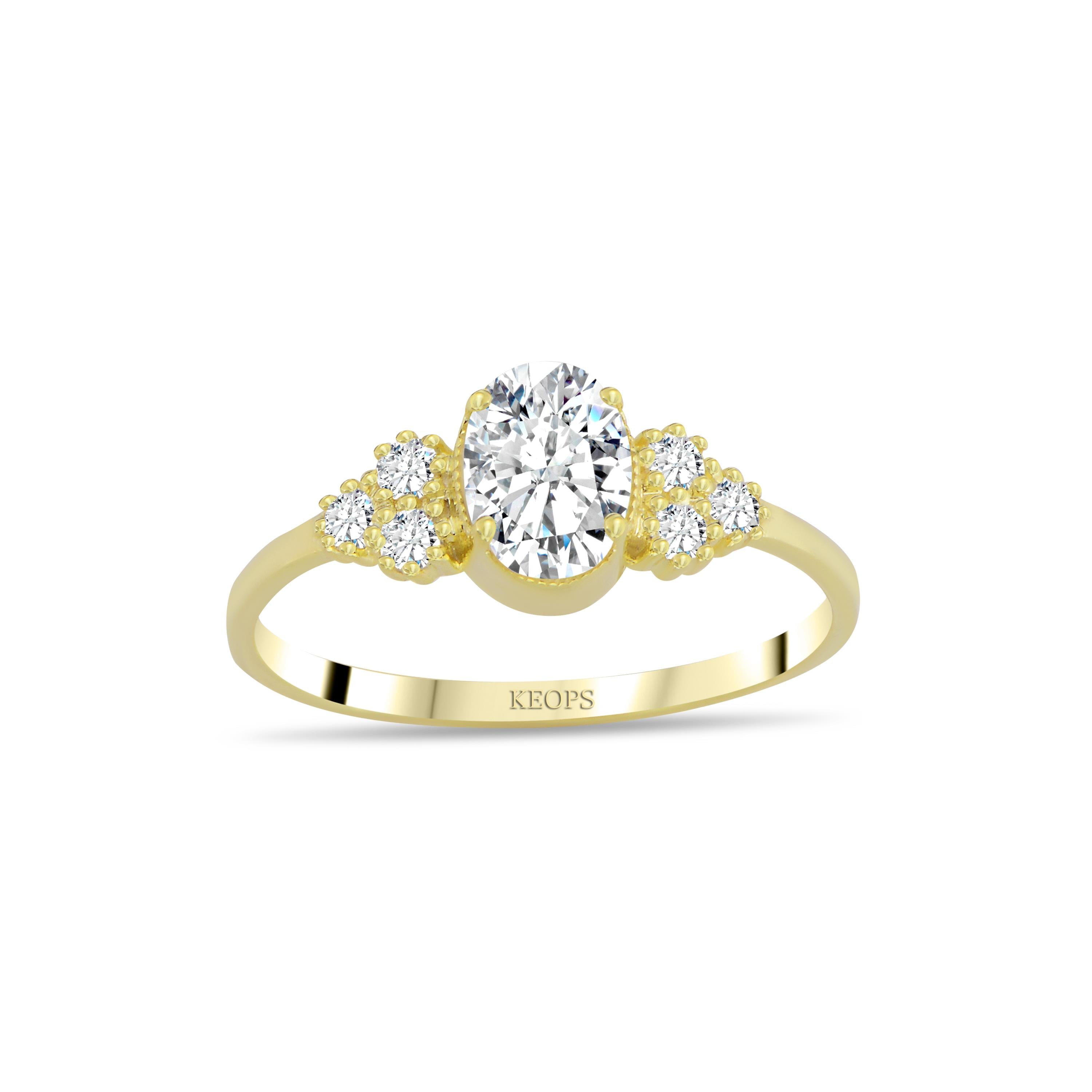 1.12 Karat Oval Pırlanta Salkım Yüzük - HRD Sertifikalı - 1100638