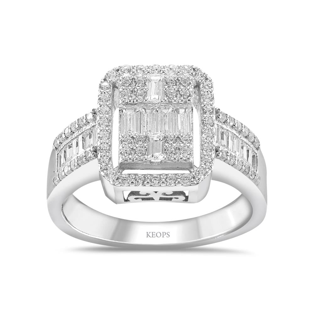 1.10 Karat Kolu Baget Taşlı Baget Pırlanta Yüzük - IDL Sertifikalı
