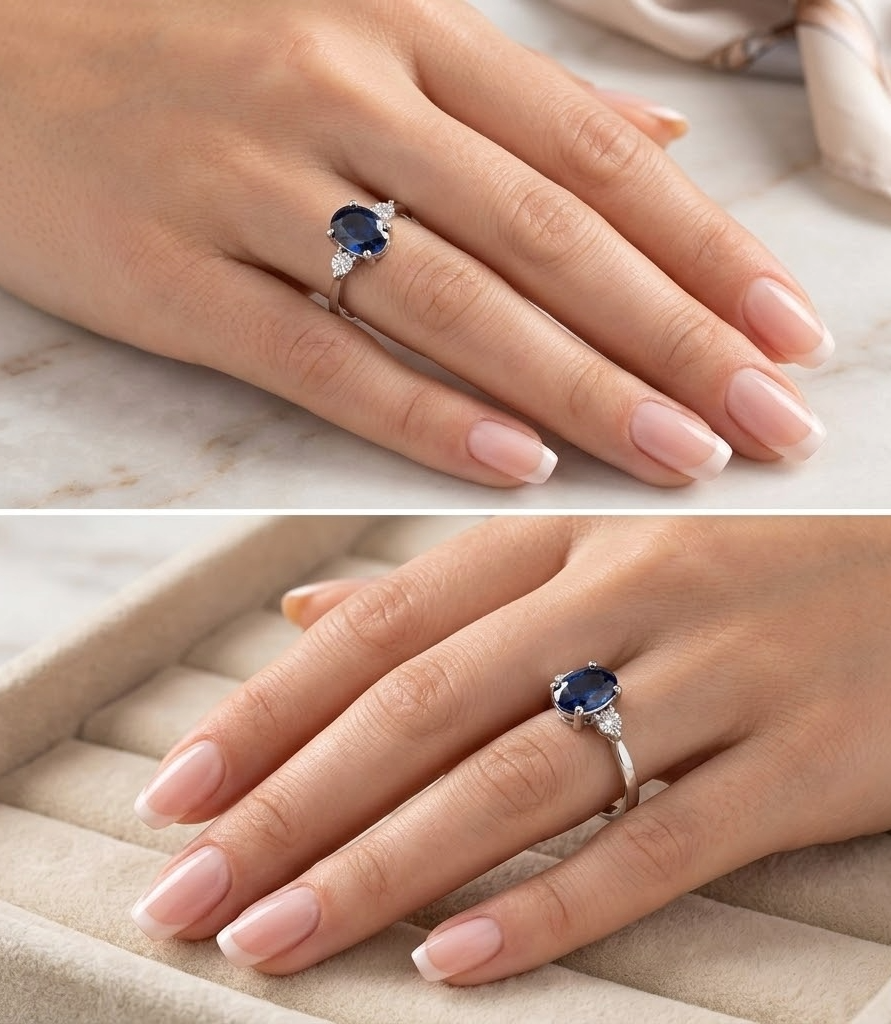 1.27 Karat Pırlantalı Safir Yüzük - 11001074R-W006