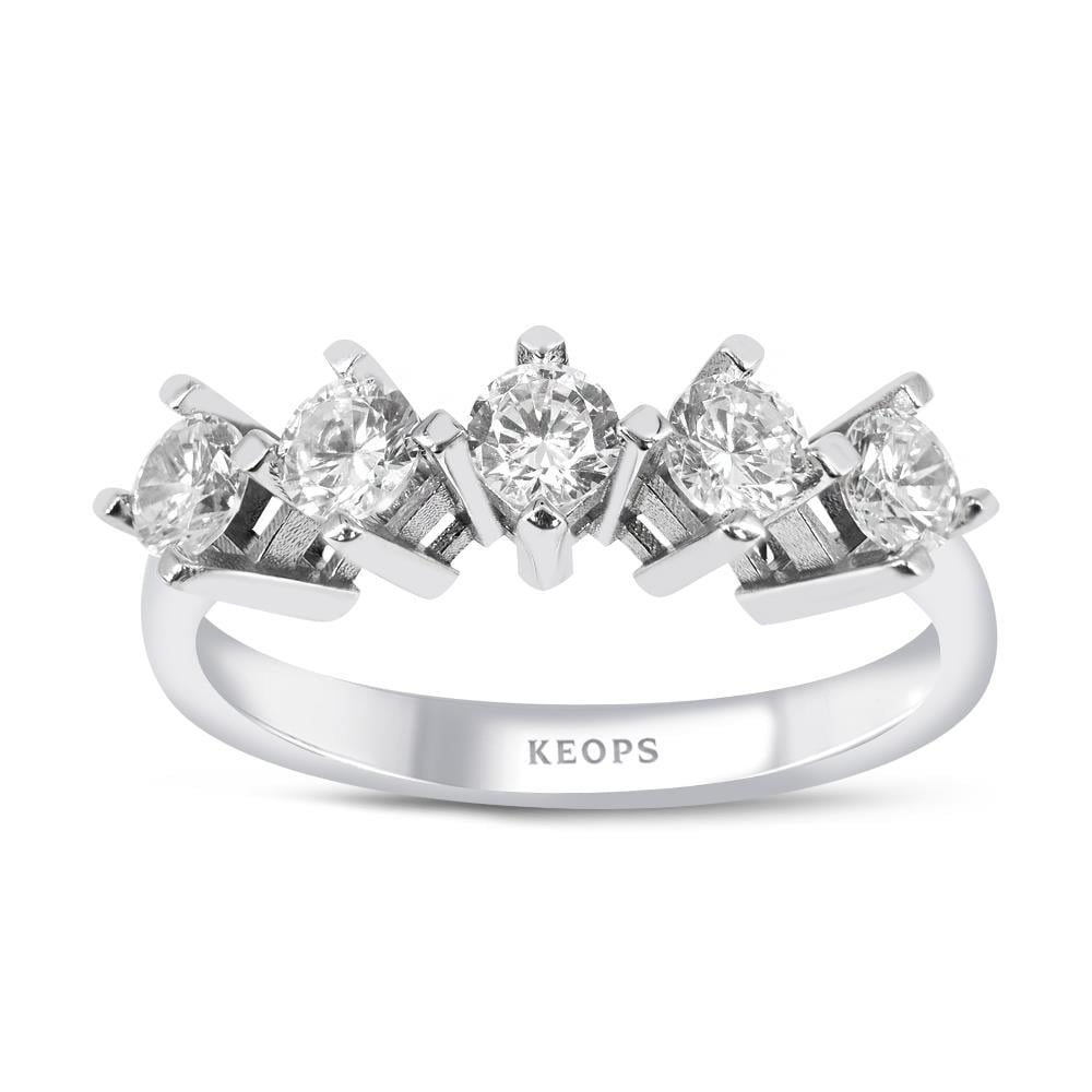 D Renk 0.75  Karat Pırlanta Beştaş Yüzük - IDL Sertifikalı