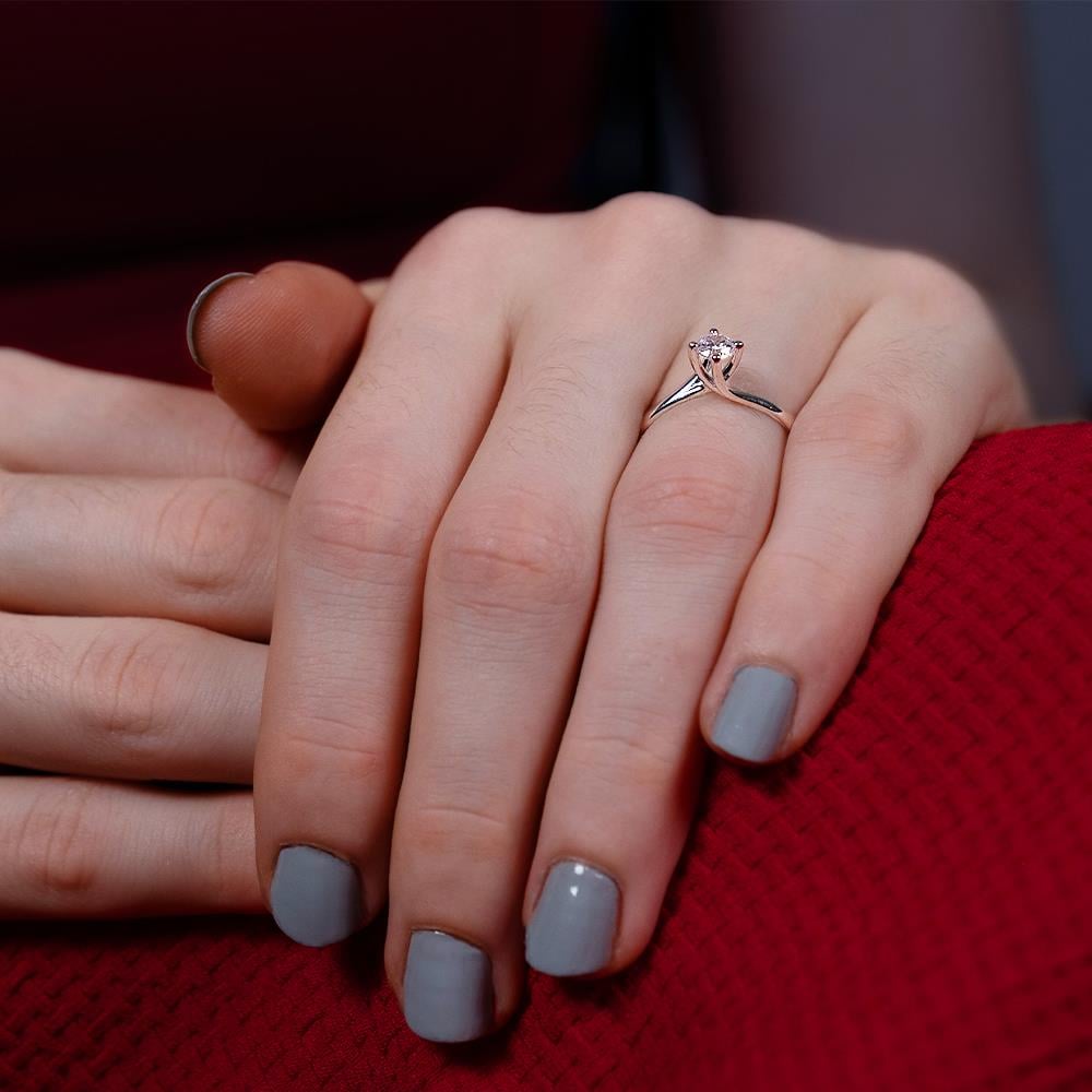 D Renk VS2 0.30 Karat Pırlanta Tektaş Yüzük - GİA Sertifikalı