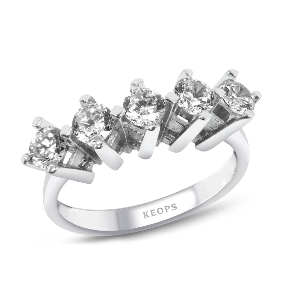 D Renk 0.75  Karat Pırlanta Beştaş Yüzük - IDL Sertifikalı