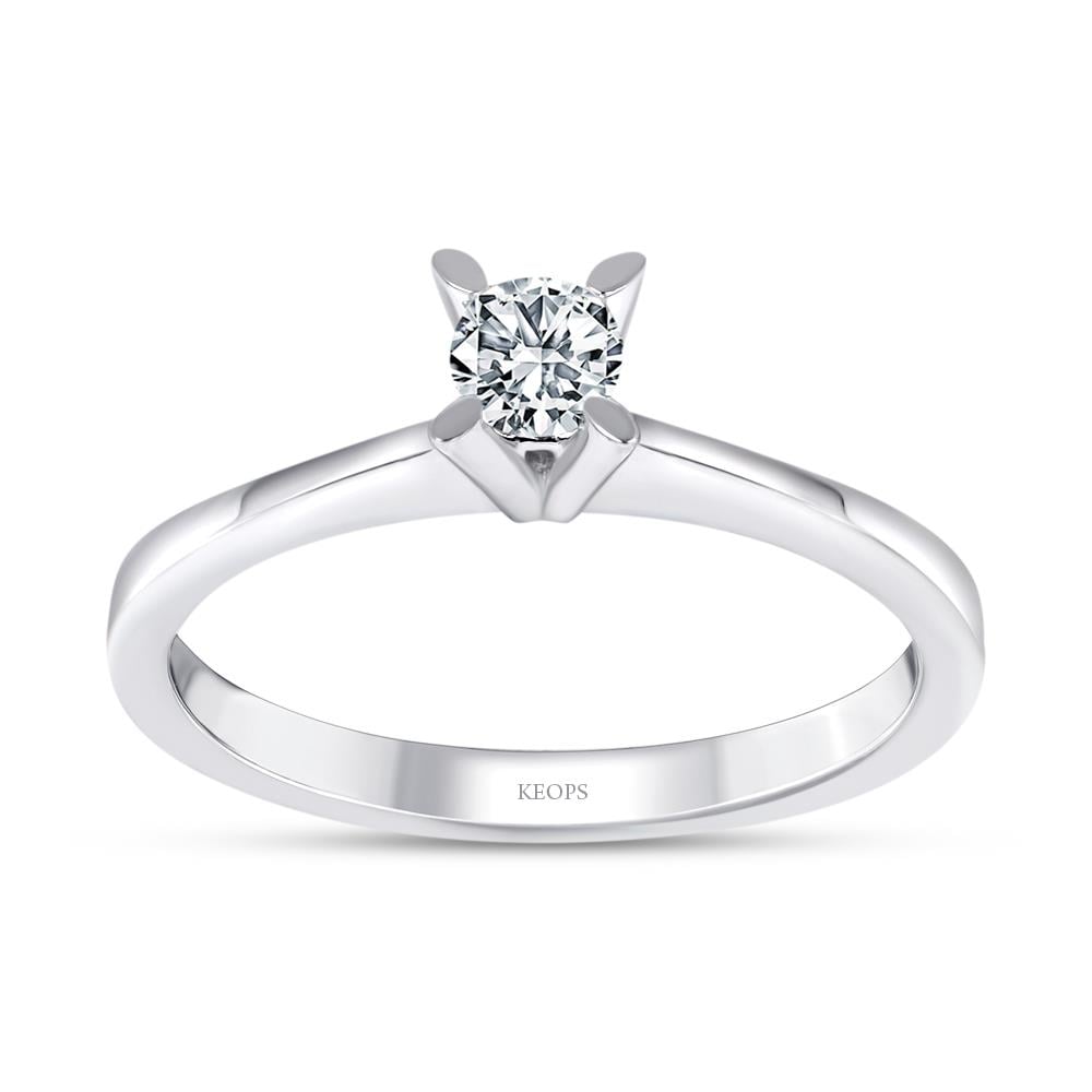 D Renk 0.15 Karat Pırlanta Tektaş Yüzük - IDL Sertifikalı