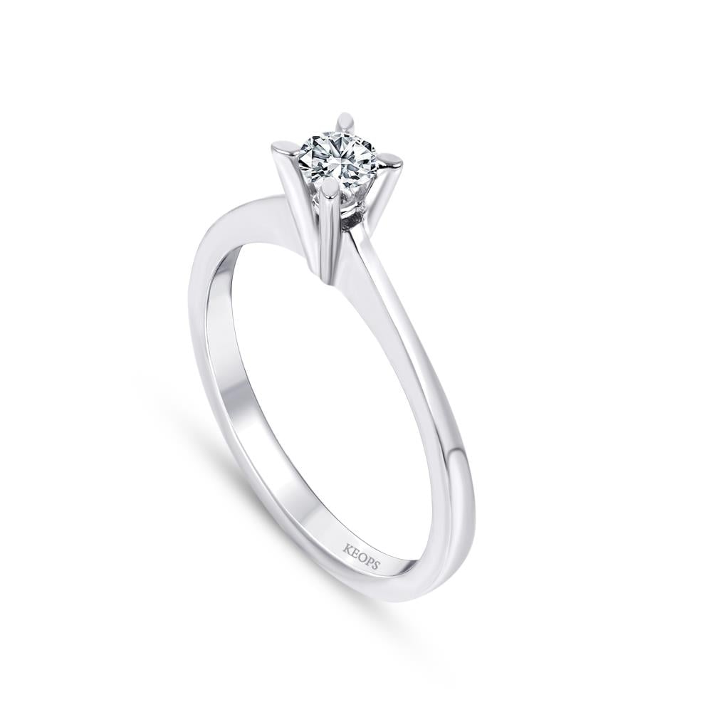 D Renk 0.15 Karat Pırlanta Tektaş Yüzük - IDL Sertifikalı