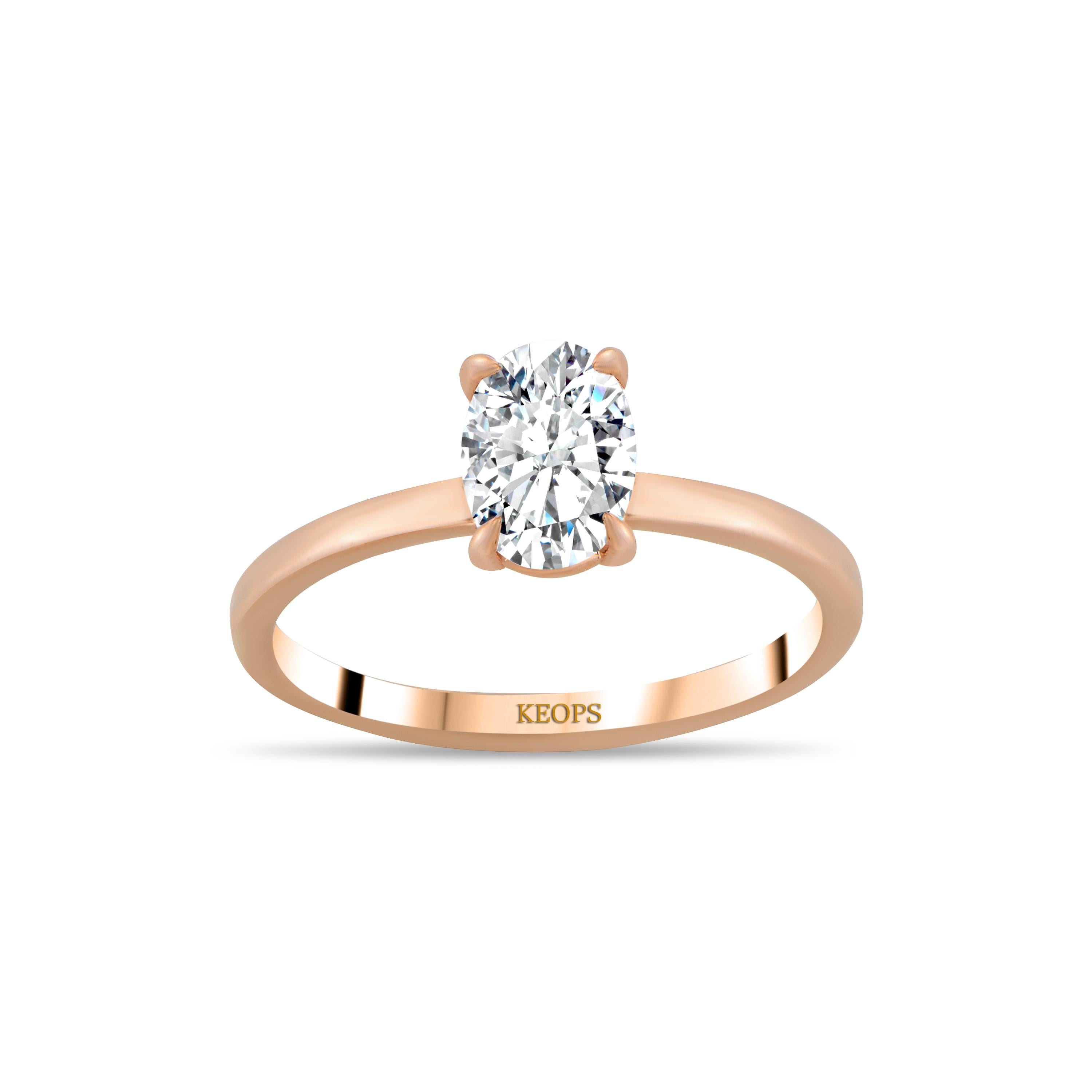 D Renk 1 Karat Oval Pırlanta Tektaş Yüzük - OVL1100650