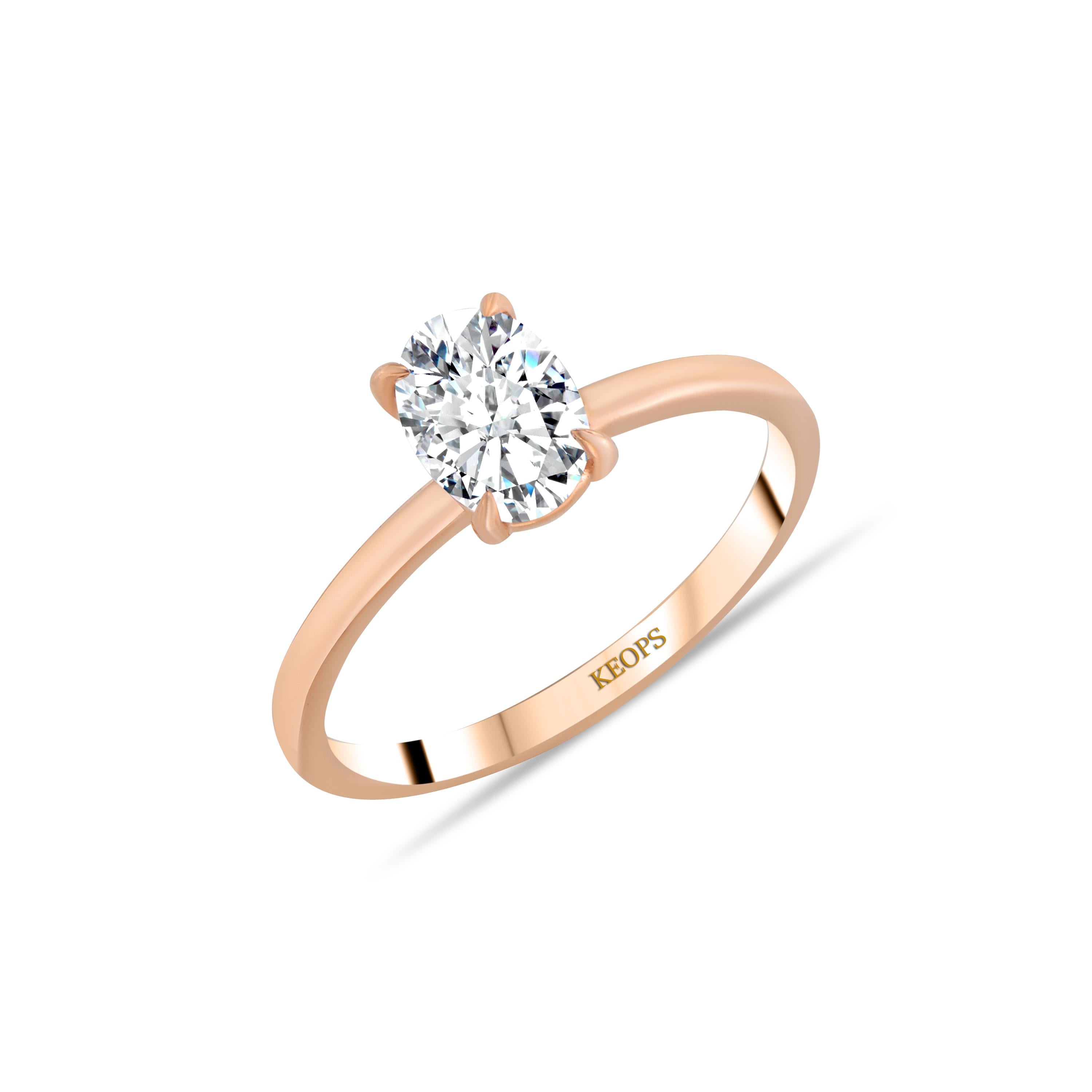 D Renk 1 Karat Oval Pırlanta Tektaş Yüzük - OVL1100650