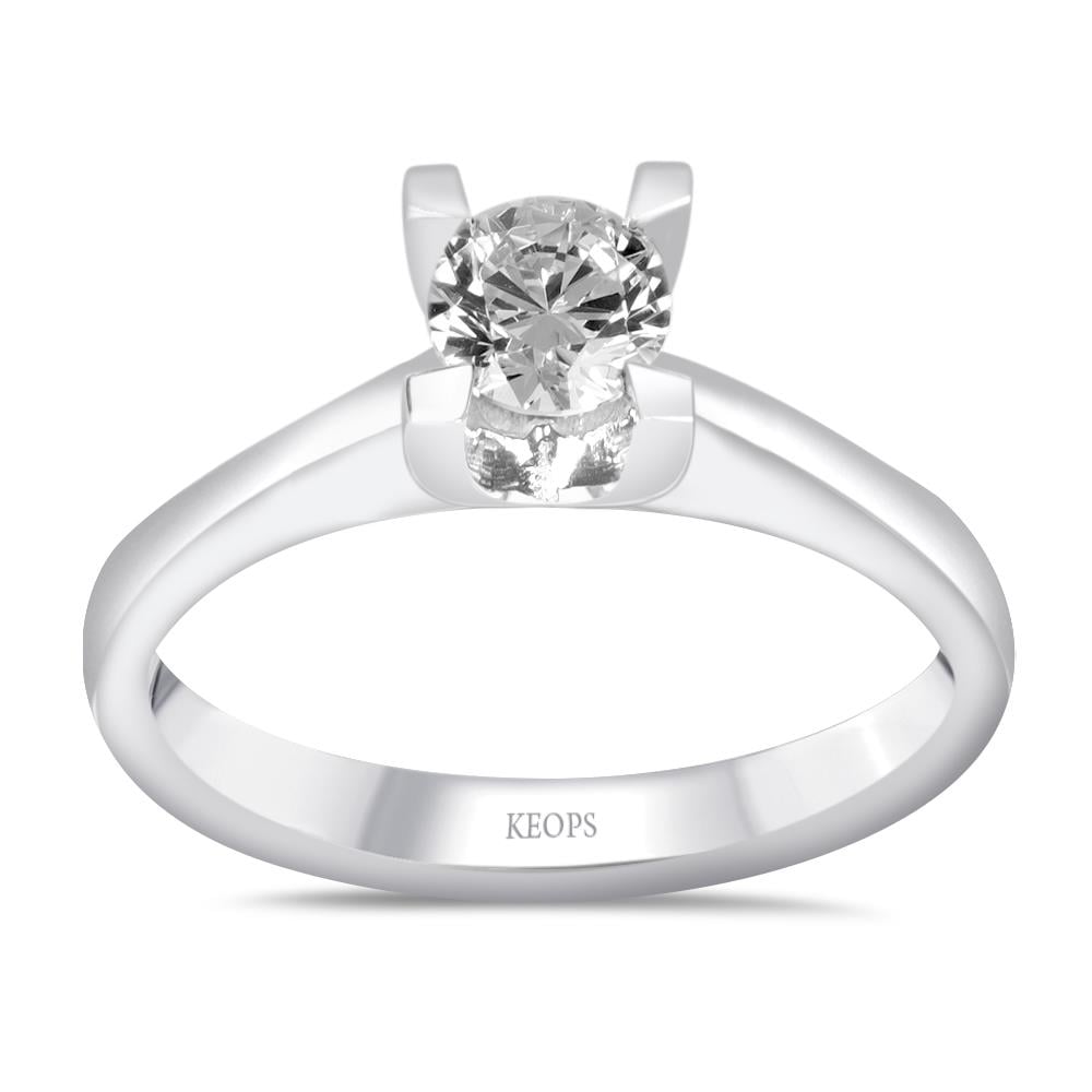 E Renk 0.40 Karat Pırlanta Tektaş Yüzük - HRD Sertifikalı