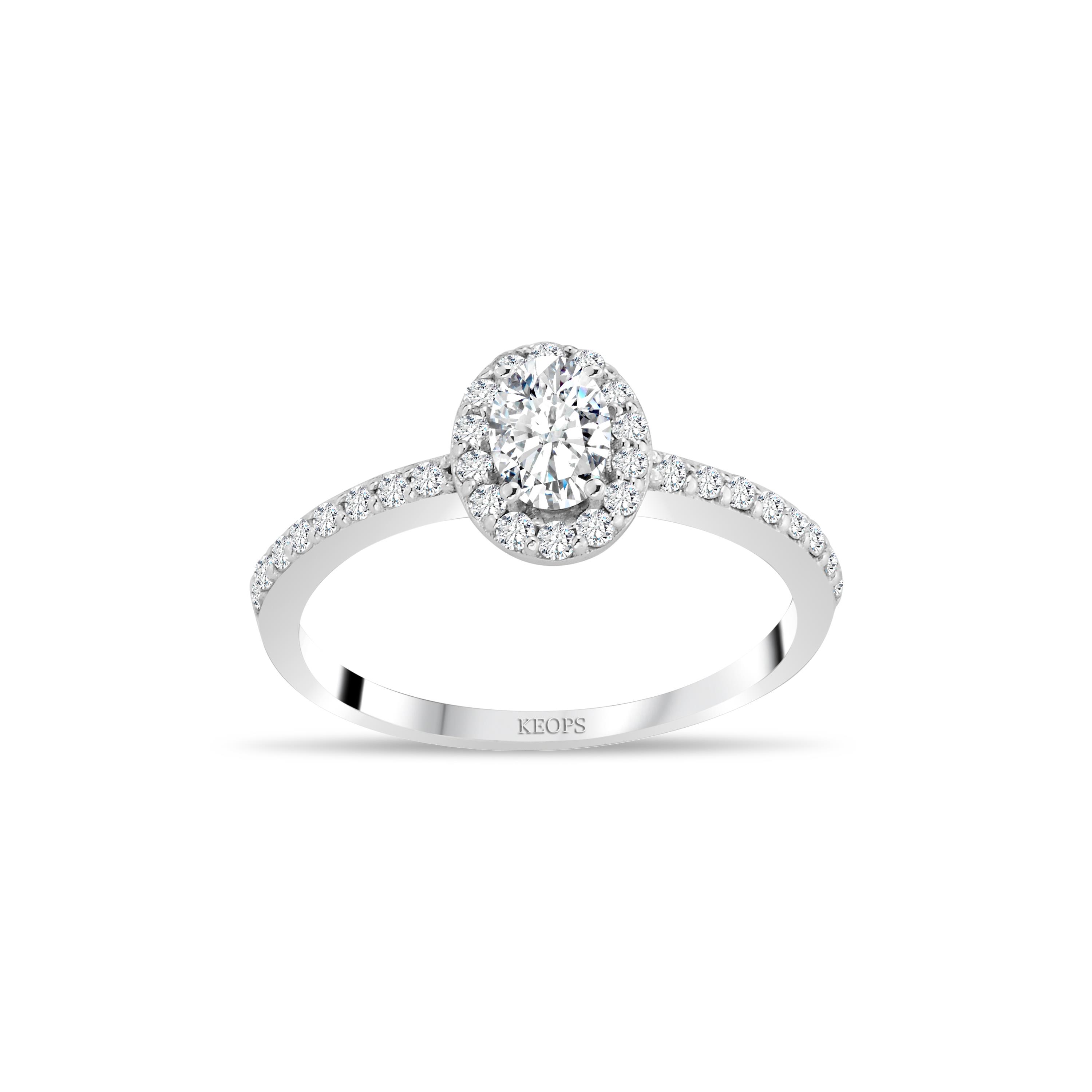 E Renk 0.70 Karat Oval Taç Yüzük