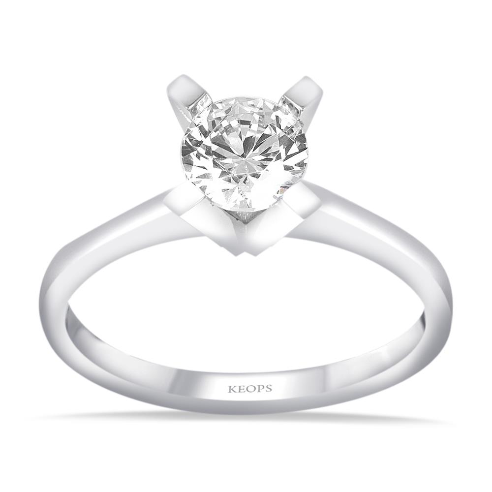 E Renk 0.70 Karat Pırlanta Tektaş Yüzük - HRD Sertifikalı