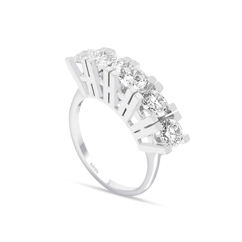 E Renk 1.75 Karat Pırlanta Beştaş Yüzük - HRD Sertifikalı