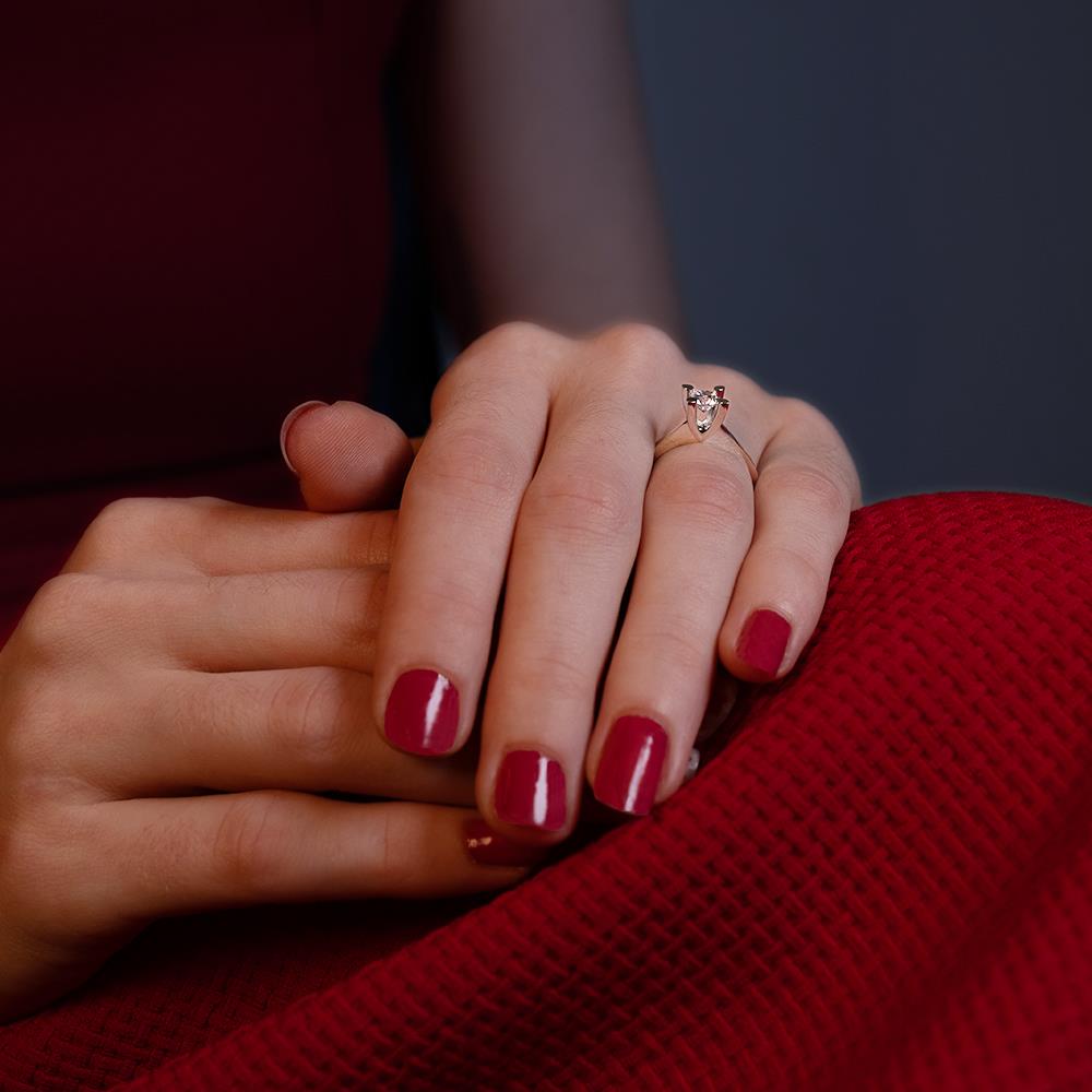 F Renk 0.40 Karat Pırlanta Tektaş Yüzük - HRD Sertifikalı