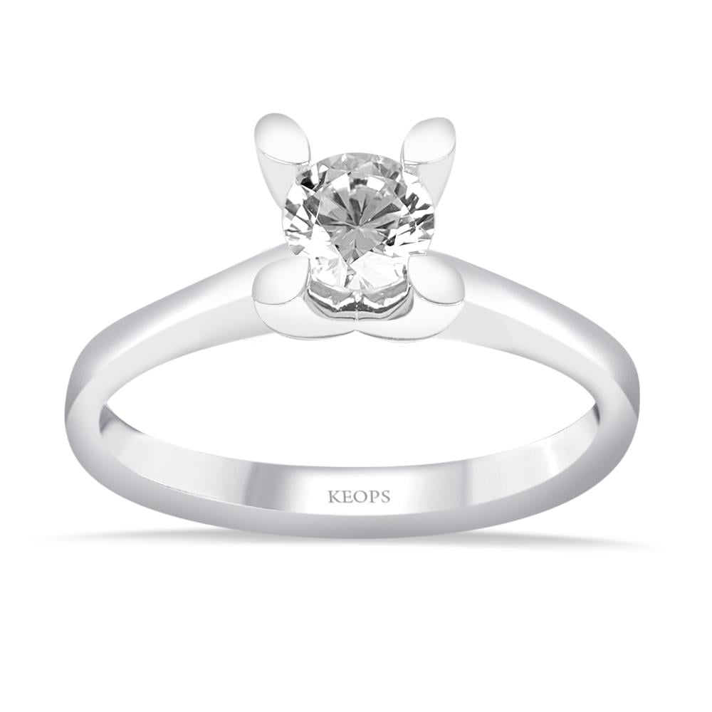 F Renk 0.40 Karat Pırlanta Tektaş Yüzük - HRD Sertifikalı