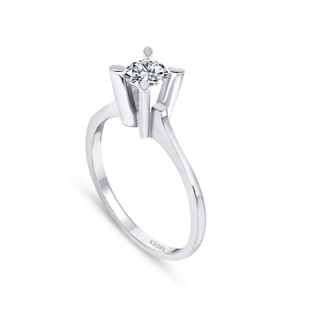 F Renk 0.50 Karat Pırlanta Tektaş Yüzük - HRD Sertifikalı