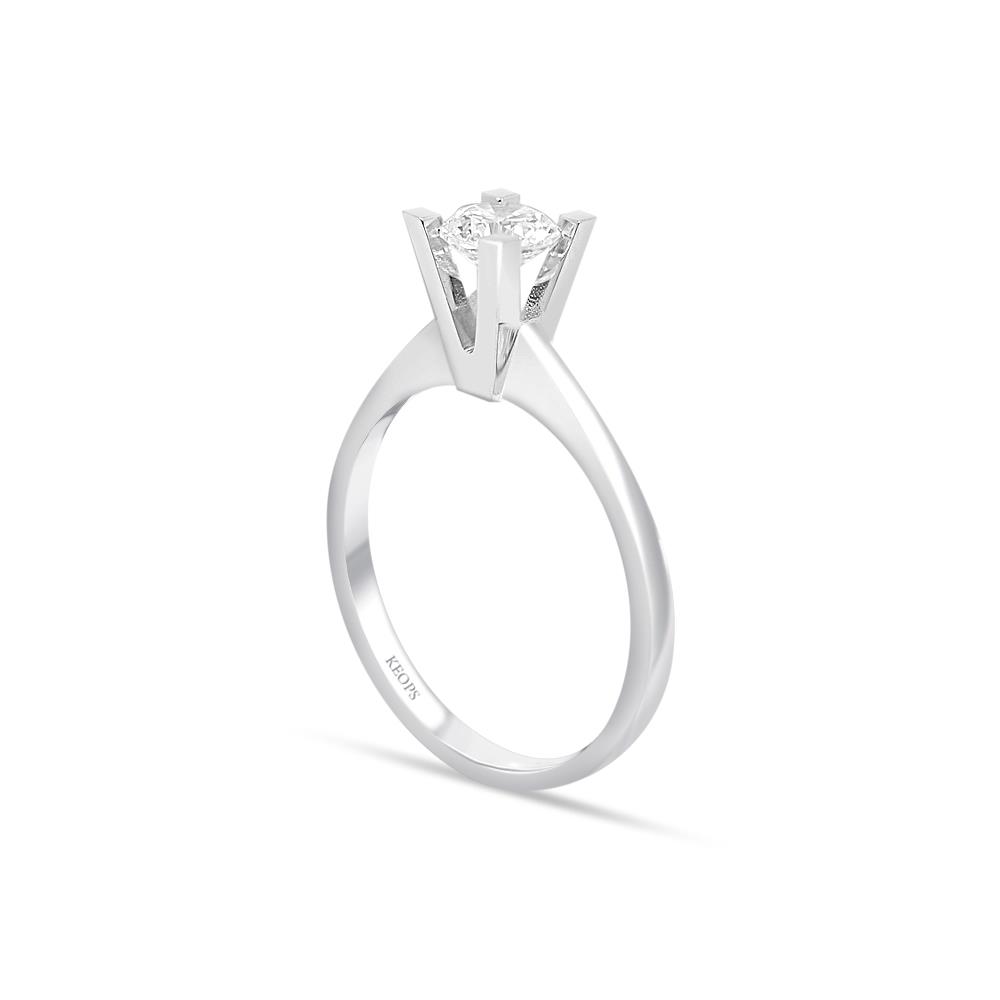 F Renk 0.50 Karat Pırlanta Tektaş Yüzük - HRD Sertifikalı