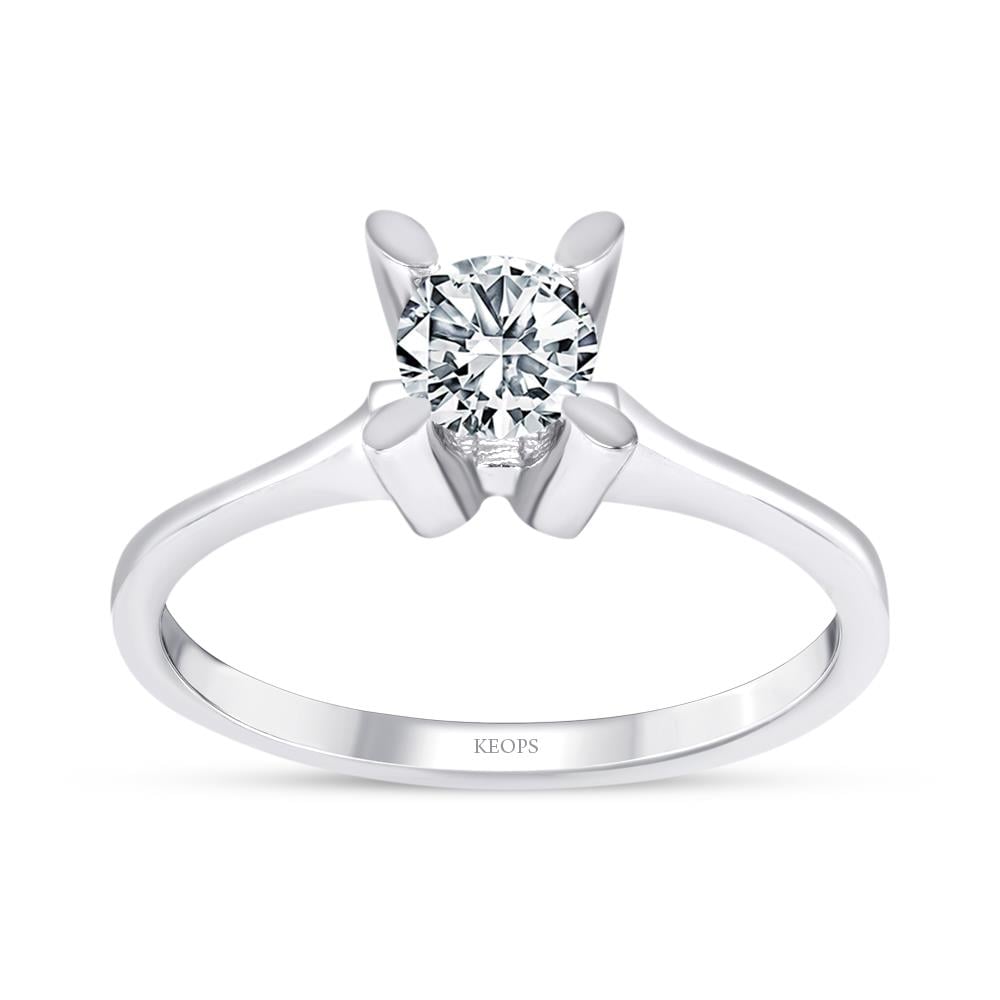 F Renk 0.50 Karat Pırlanta Tektaş Yüzük - HRD Sertifikalı