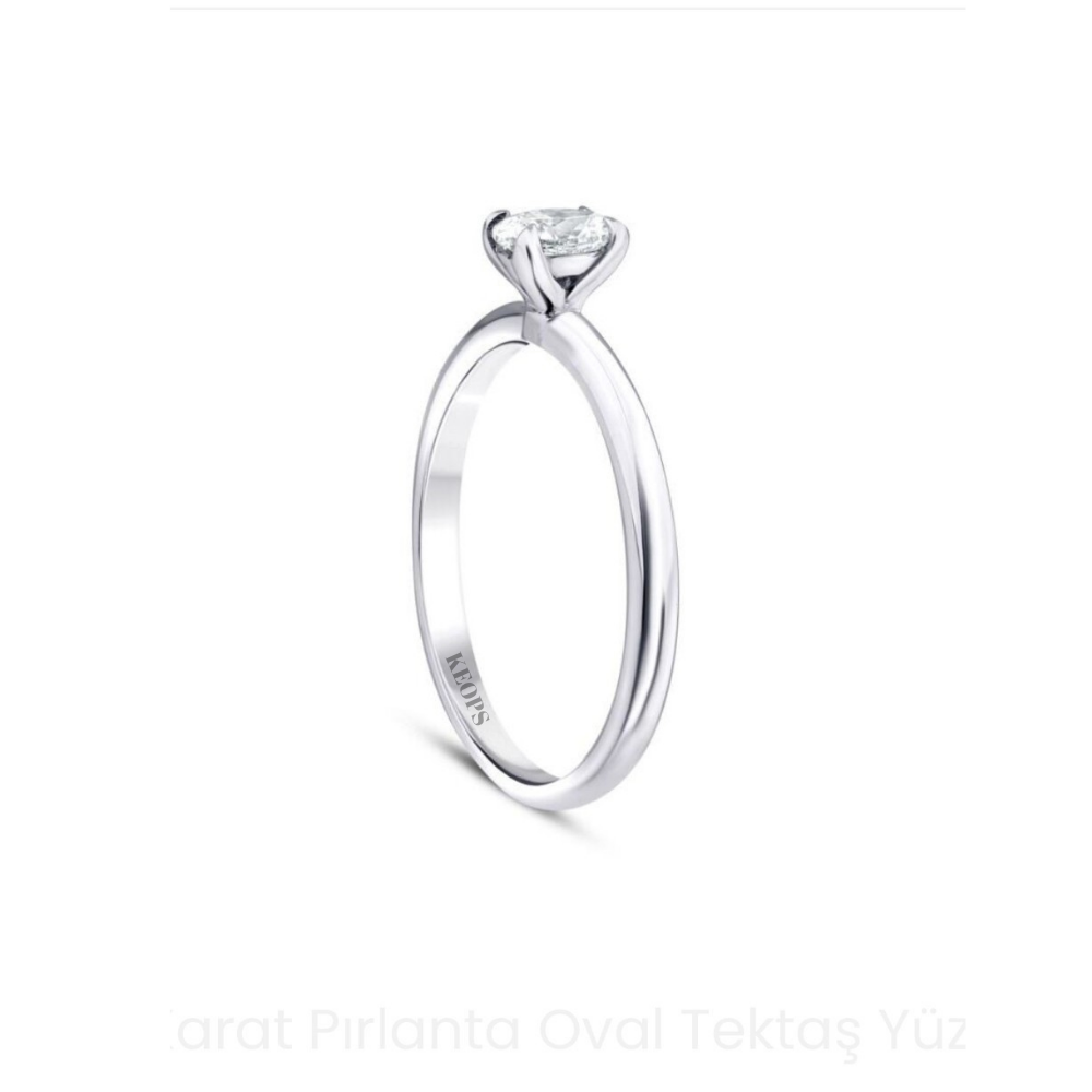 F Renk 0,50 Karat Oval Pırlanta Tektaş Yüzük