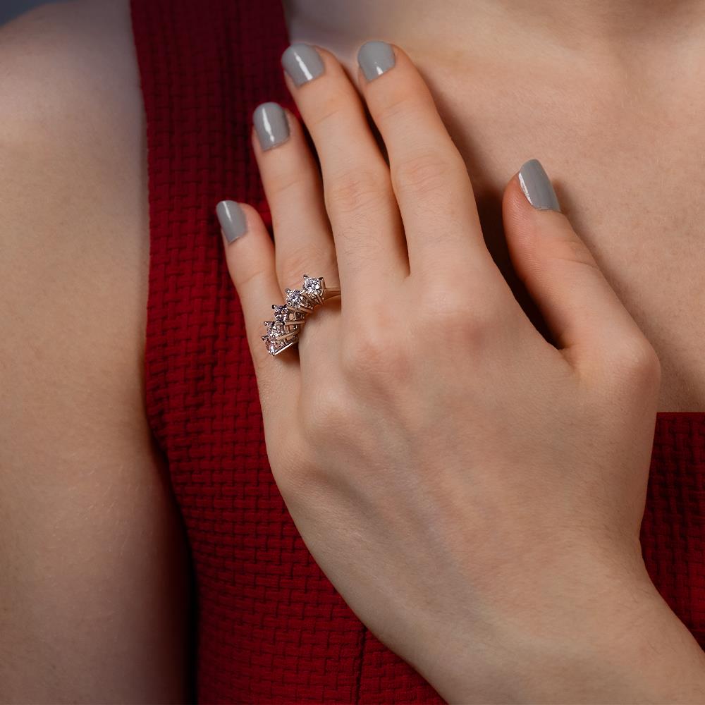 D Renk 1.35 Karat Pırlanta Beştaş Yüzük - IDL Sertifikalı