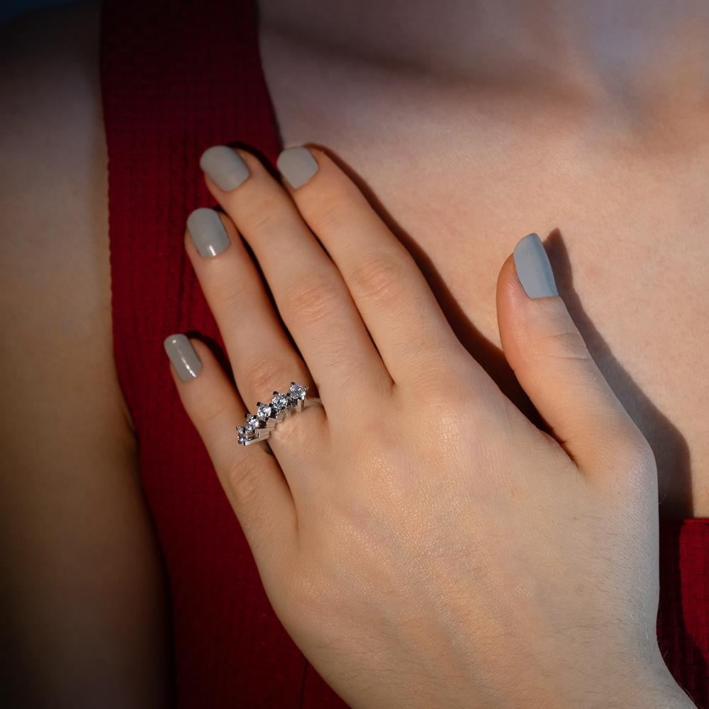 F Renk 1.10 Karat Pırlanta Beştaş Yüzük - IDL Sertifikalı