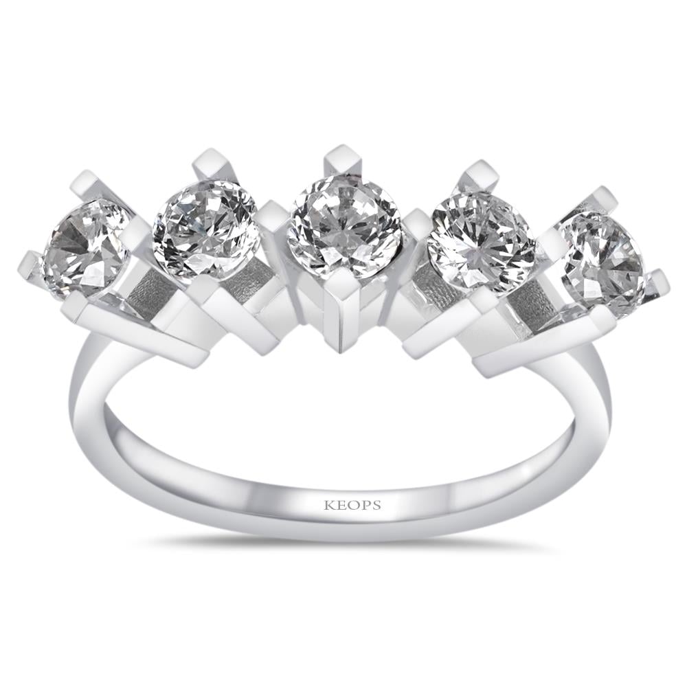 F Renk 1.10 Karat Pırlanta Beştaş Yüzük - IDL Sertifikalı