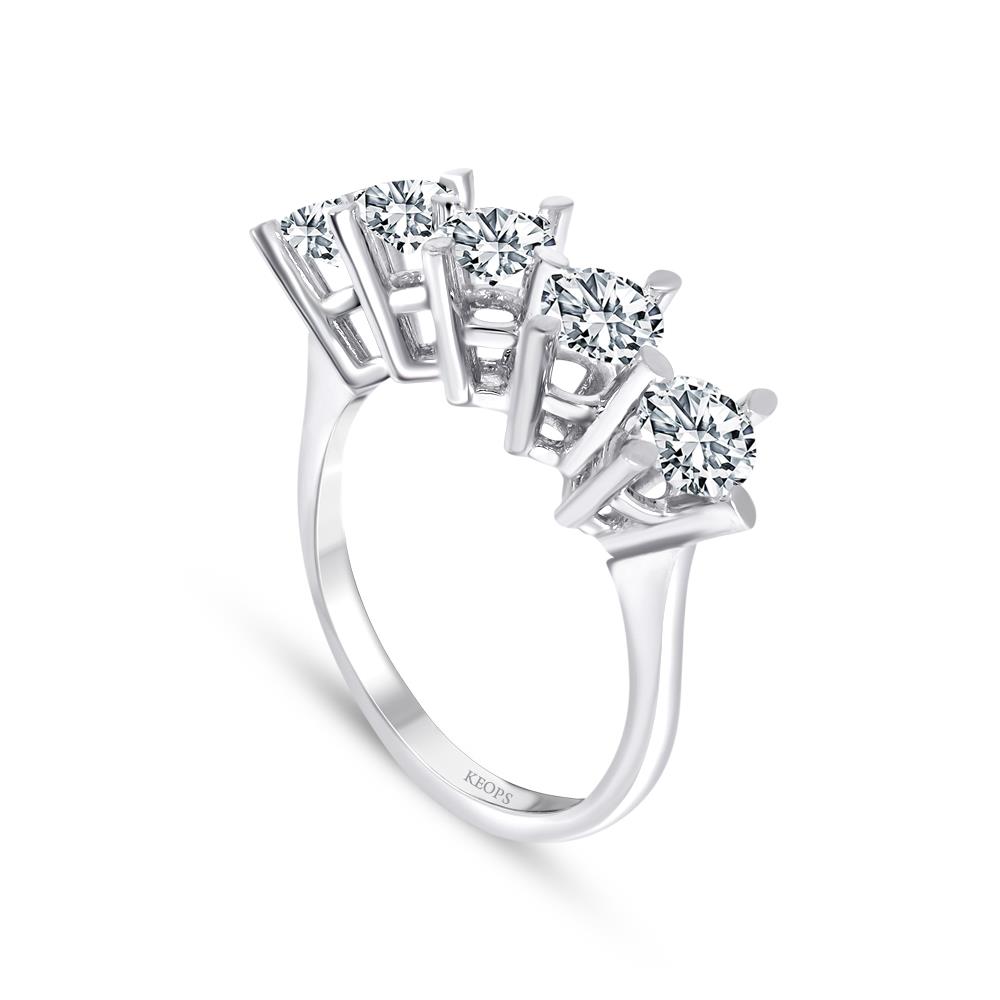 D Renk 1.35 Karat Pırlanta Beştaş Yüzük - IDL Sertifikalı