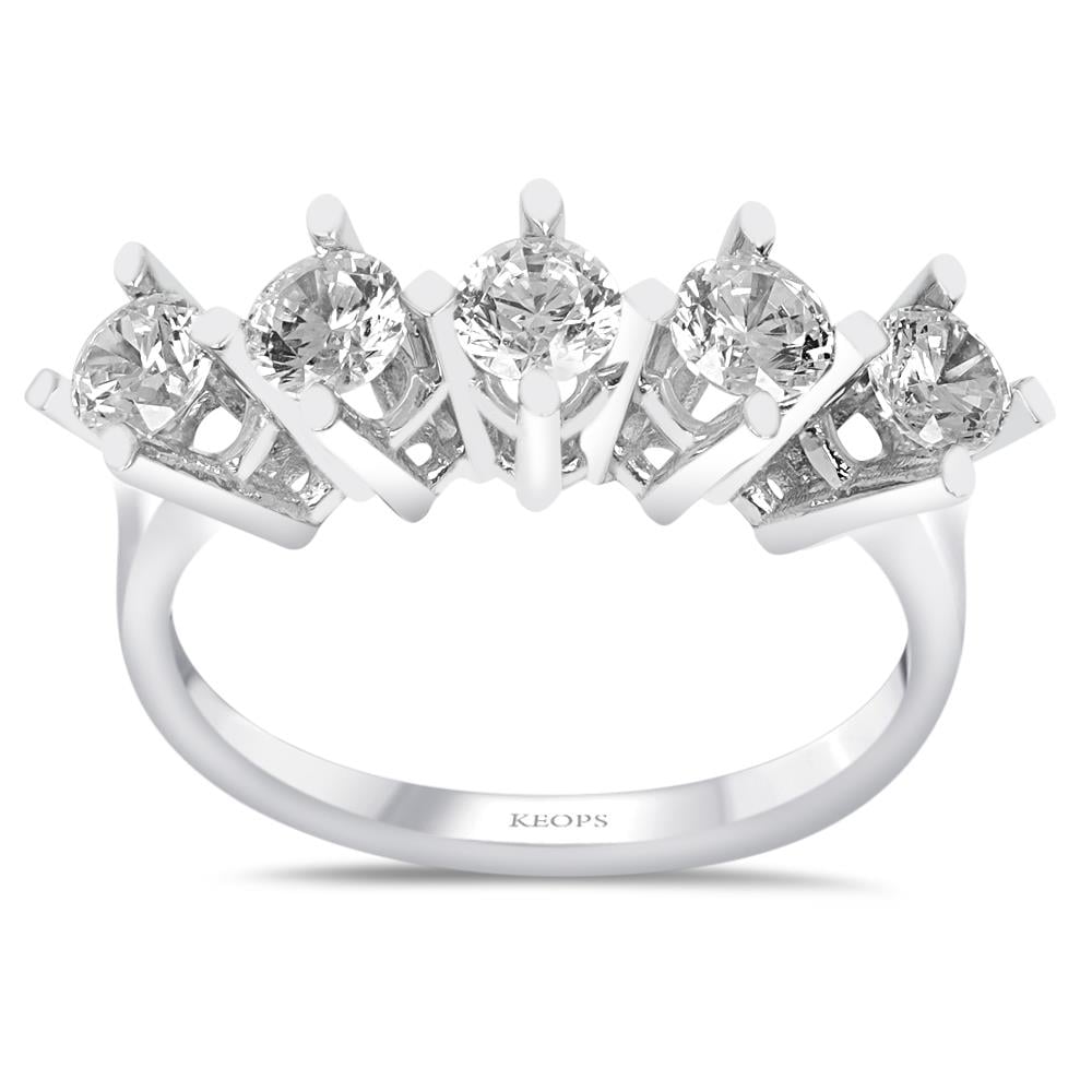 G Renk 0.75 Karat Pırlanta Beştaş Yüzük - IDL Sertifikalı