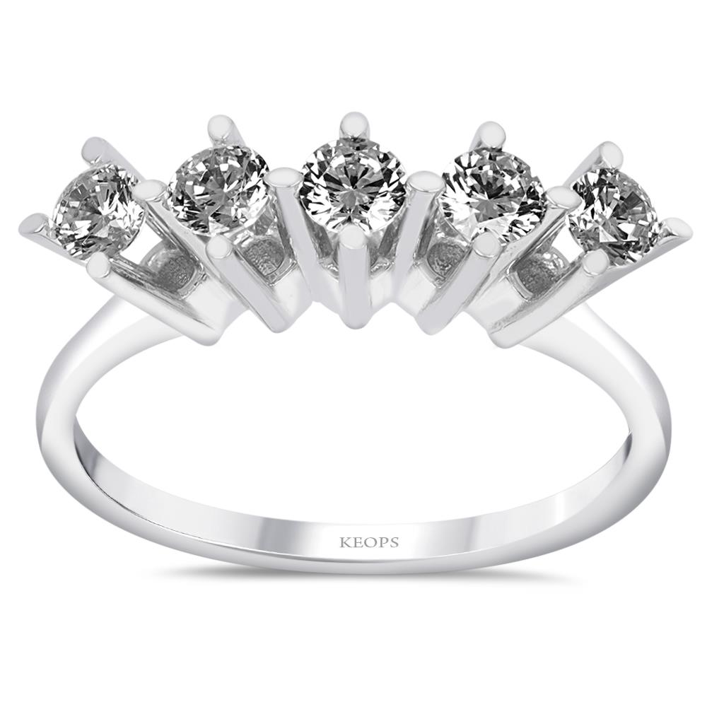 G Renk 0.70 Karat Pırlanta Beştaş Yüzük - IDL Sertifikalı