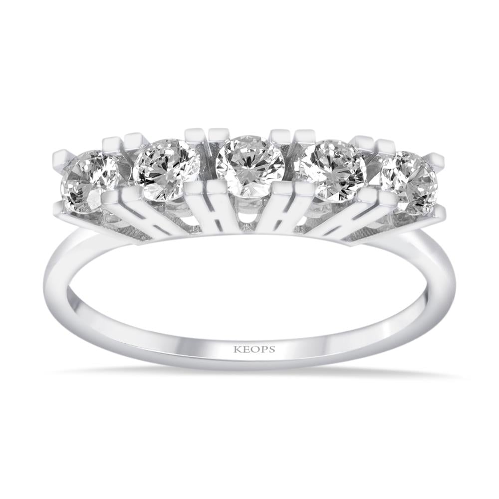 G Renk 0.75 Karat Pırlanta Beştaş Yüzük - IDL Sertifikalı