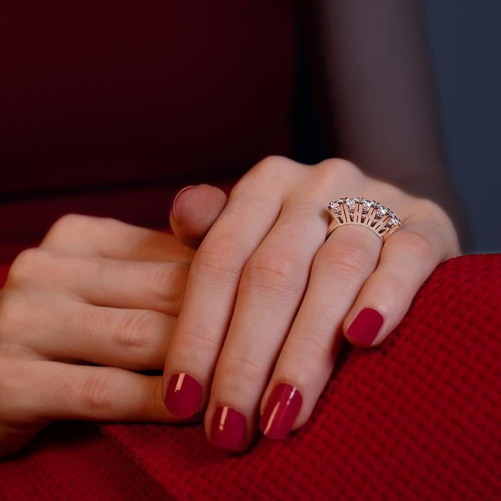 G Renk 0.85 Karat Pırlanta Beştaş Yüzük - IDL Sertifikalı