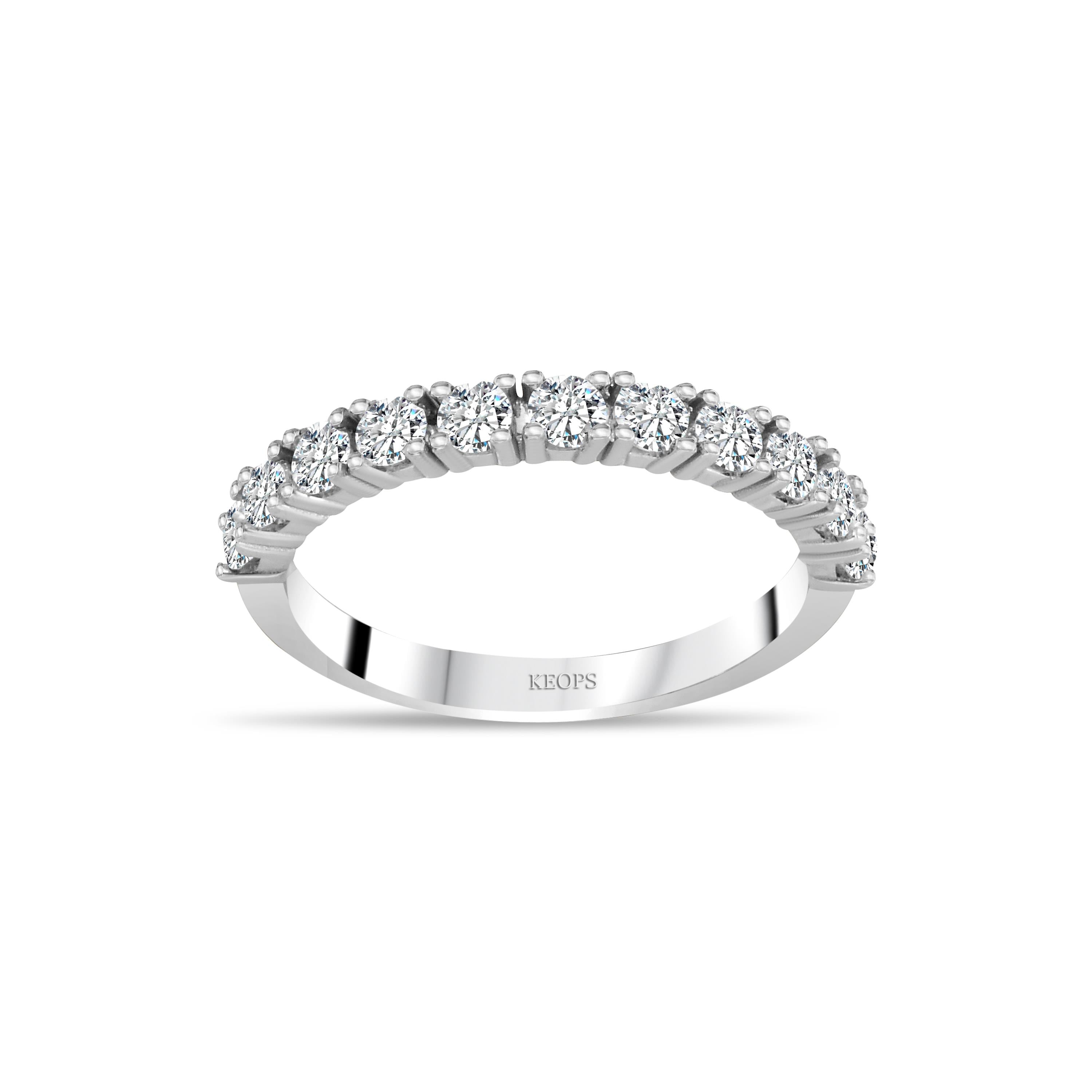 G Renk 0.80 Karat Pırlanta Yarımtur Yüzük - IDL Sertifikalı