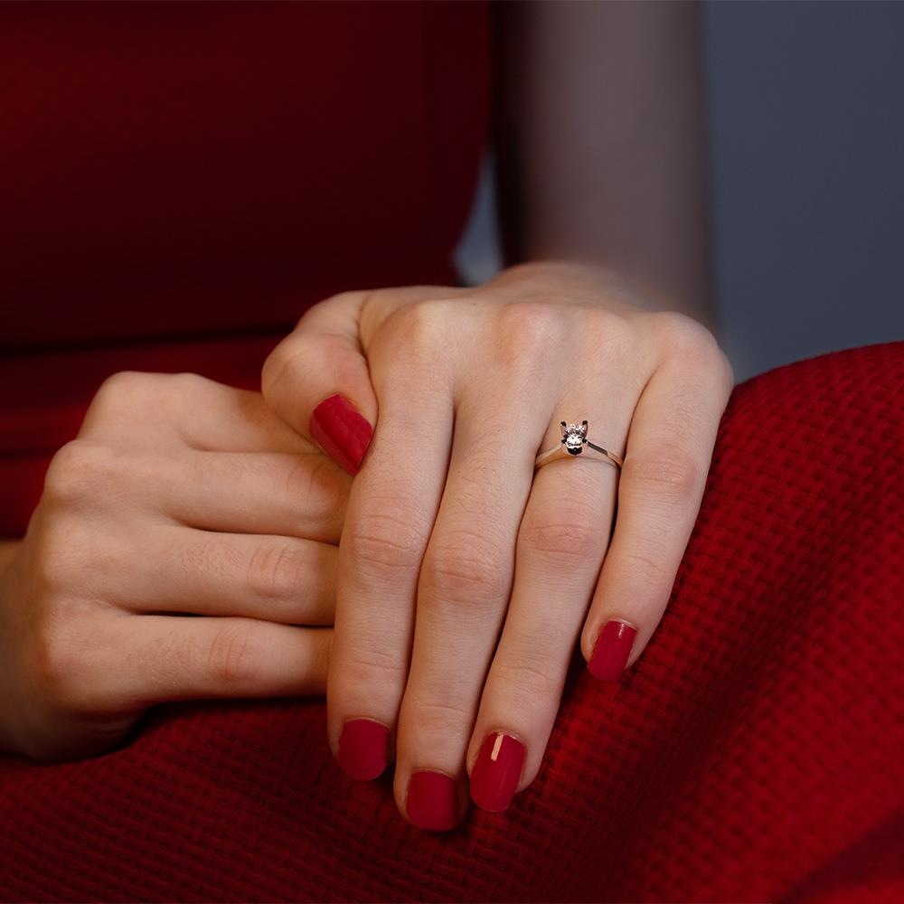 G Renk 0.25 Karat Pırlanta Tektaş Yüzük - IDL Sertifikalı