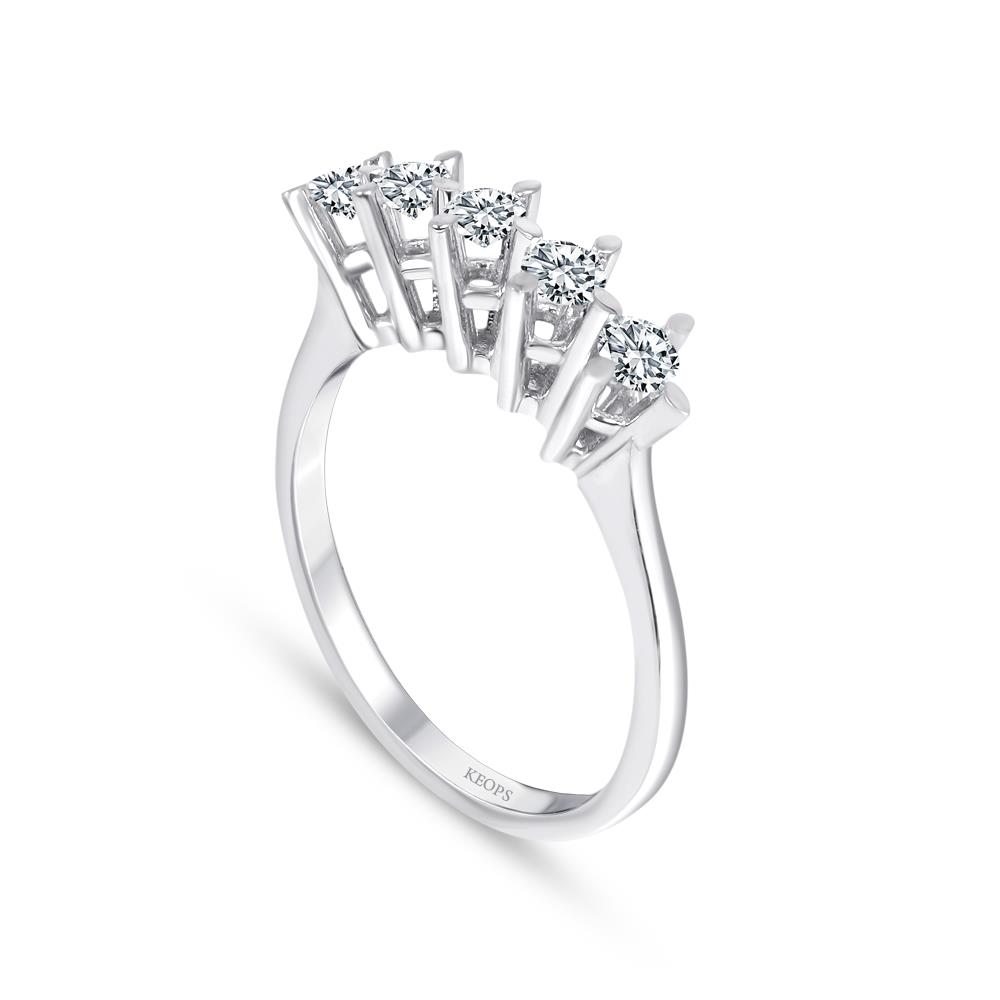 G Renk 0.65 Karat Pırlanta Beştaş Yüzük - IDL Sertifikalı