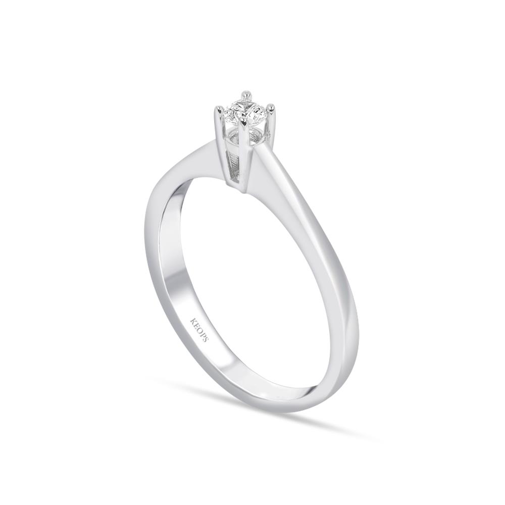 G Renk 0.10 Karat Pırlanta Tektaş Yüzük - IDL Sertifikalı