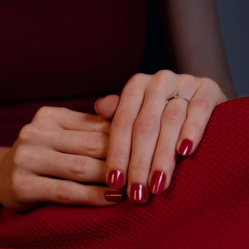 G Renk 0.10 Karat Pırlanta Tektaş Yüzük - IDL Sertifikalı