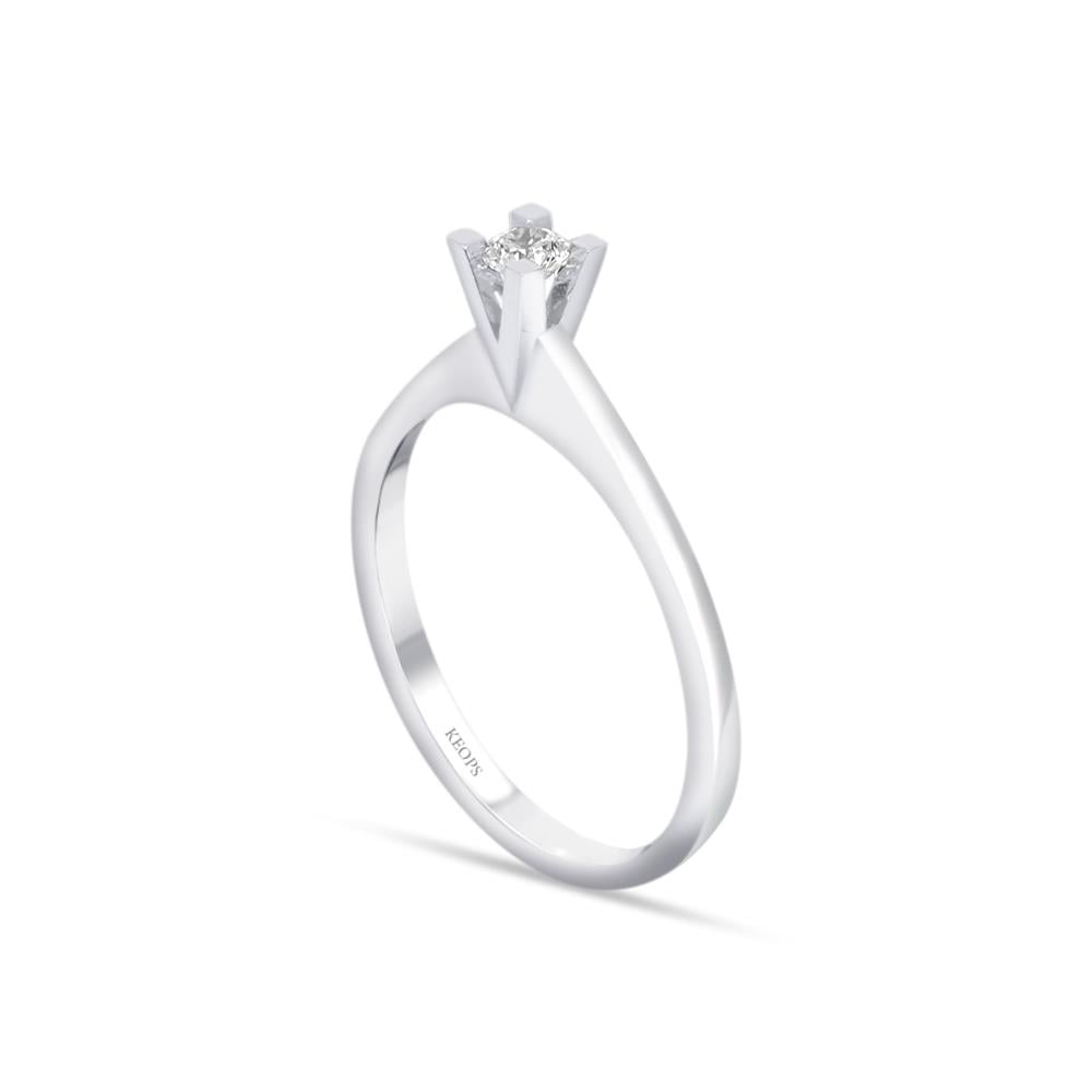 G Renk 0.10 Karat Pırlanta Tektaş Yüzük - IDL Sertifikalı