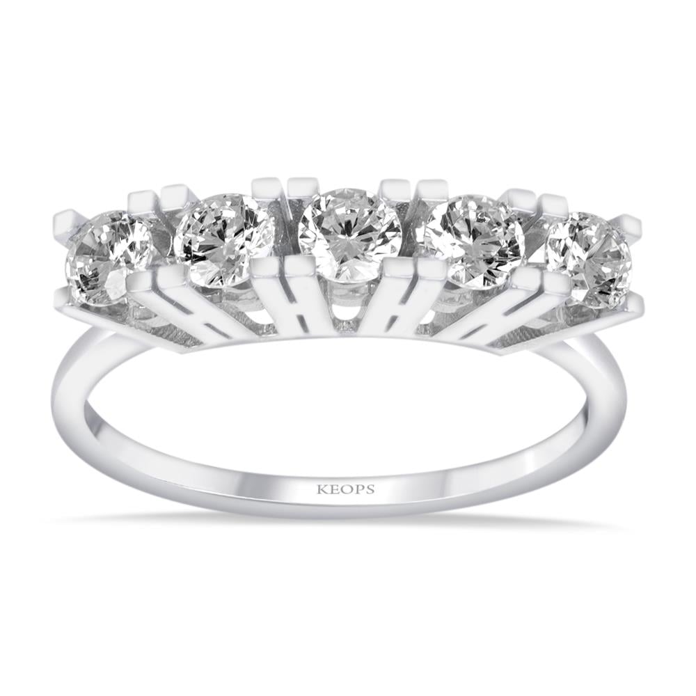 G Renk 0.65 Karat Pırlanta Beştaş Yüzük - IDL Sertifikalı