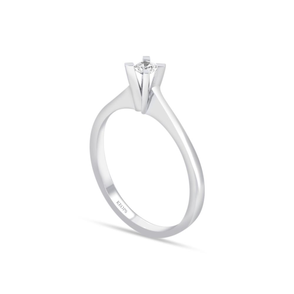 G Renk 0.10 Karat Pırlanta Tektaş Yüzük - IDL Sertifikalı