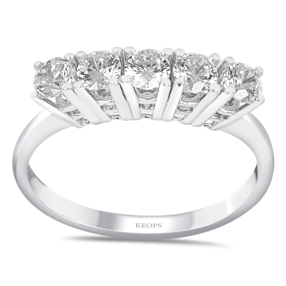 G Renk 0.65 Karat Pırlanta Beştaş Yüzük - IDL Sertifikalı