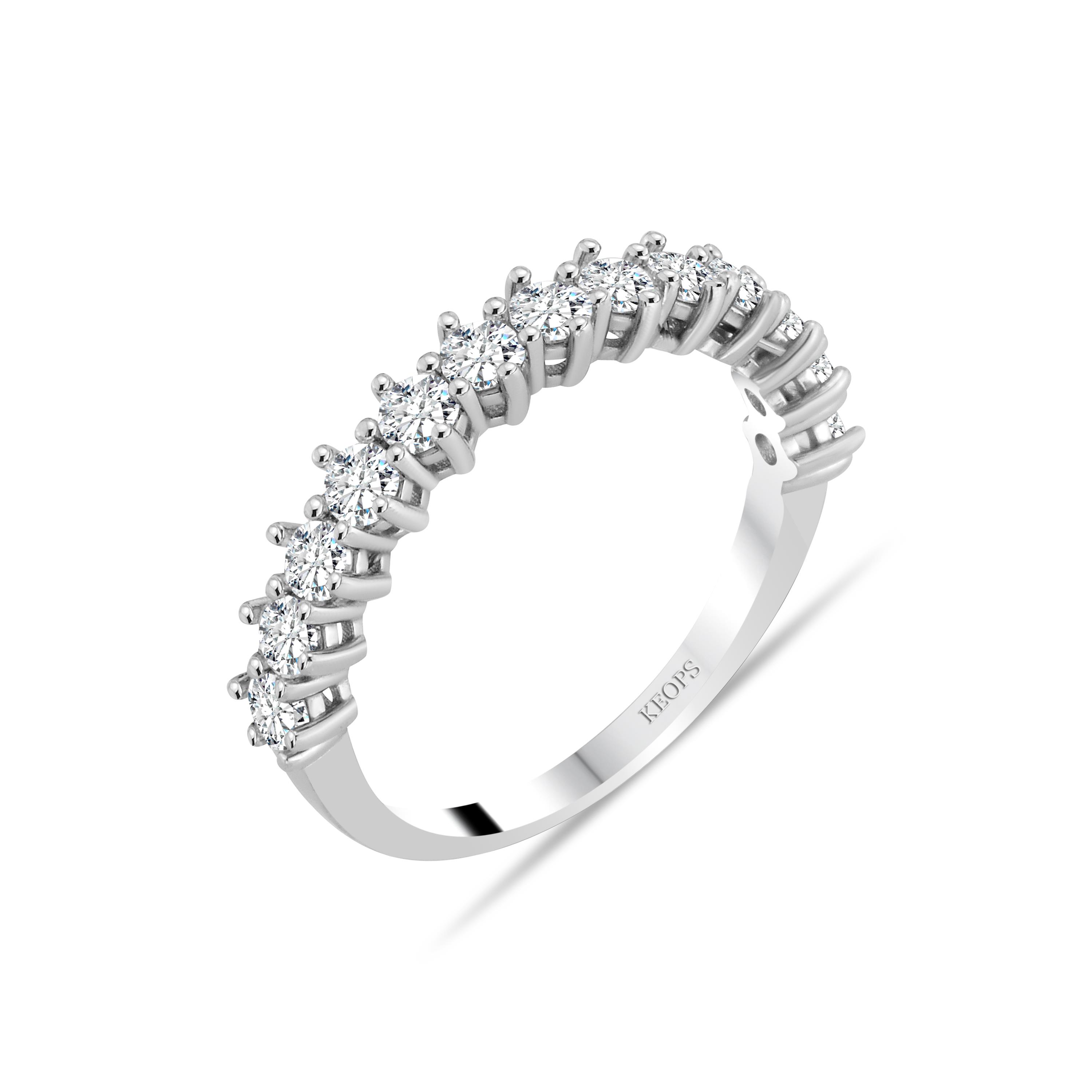 G Renk 0.90 Karat Pırlanta  Altı Tırnak Yarımtur Yüzük - IDL Sertifikalı