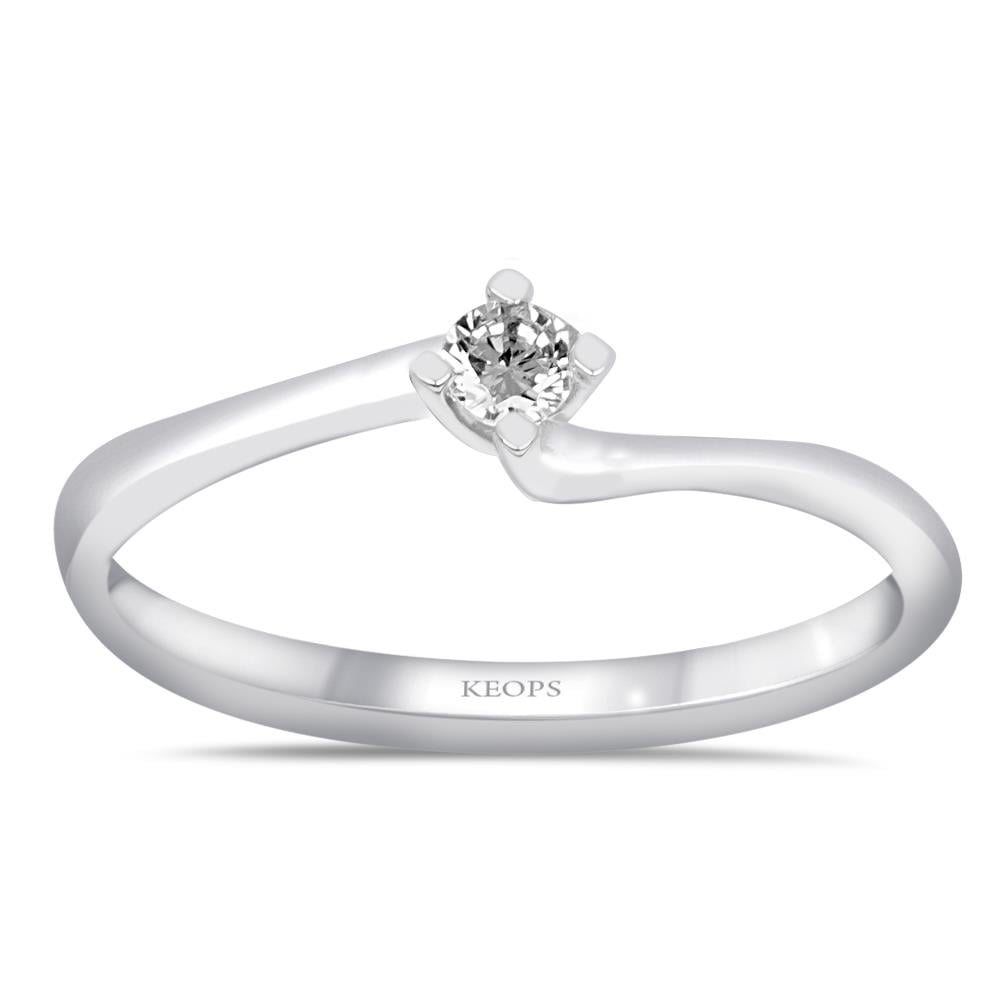 G Renk 0.10 Karat Pırlanta Tektaş Yüzük - IDL Sertifikalı