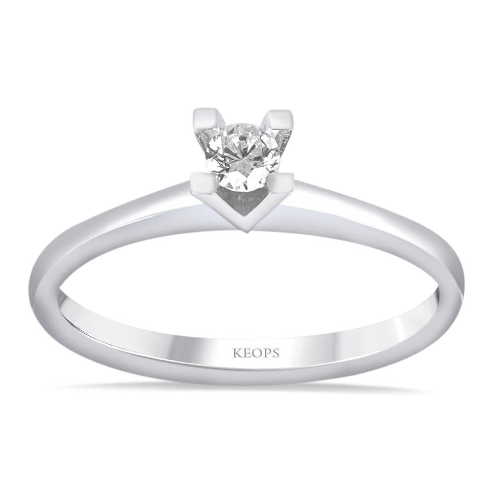 G Renk 0.10 Karat Pırlanta Tektaş Yüzük - IDL Sertifikalı